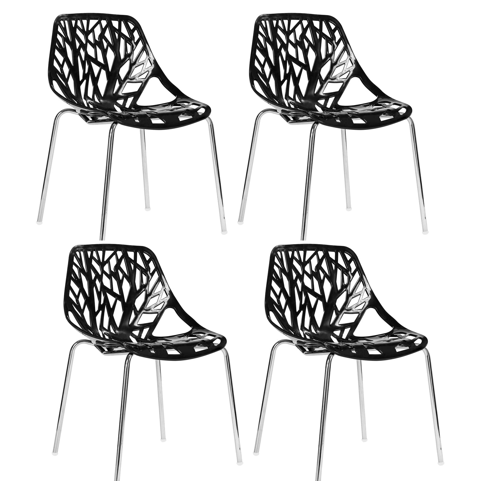 4 Pack Modern Plastic Dining Chairs - Birds Nest Style Lounge Chairs for Indoor & Outdoor Use - Perfect for Patio, Garden, Restaurant and Home Dining