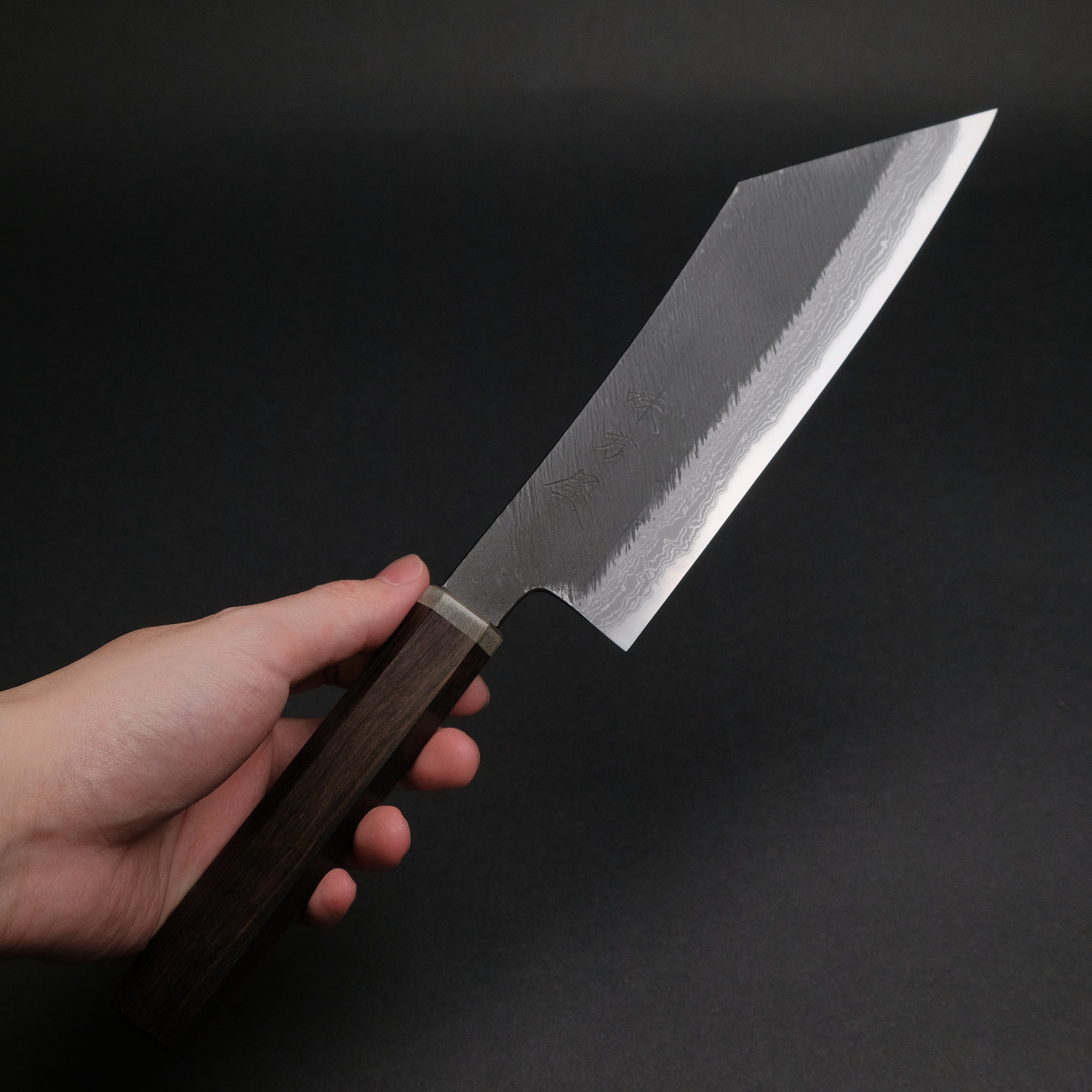Premium Ajikataya White #2 Matsuba Damascus Hakata 180mm Chef Knife - Ebony & Stabilized Wood Handle (#23) - Perfect for Sushi, Meat Cutting & Professional Kitchen Use