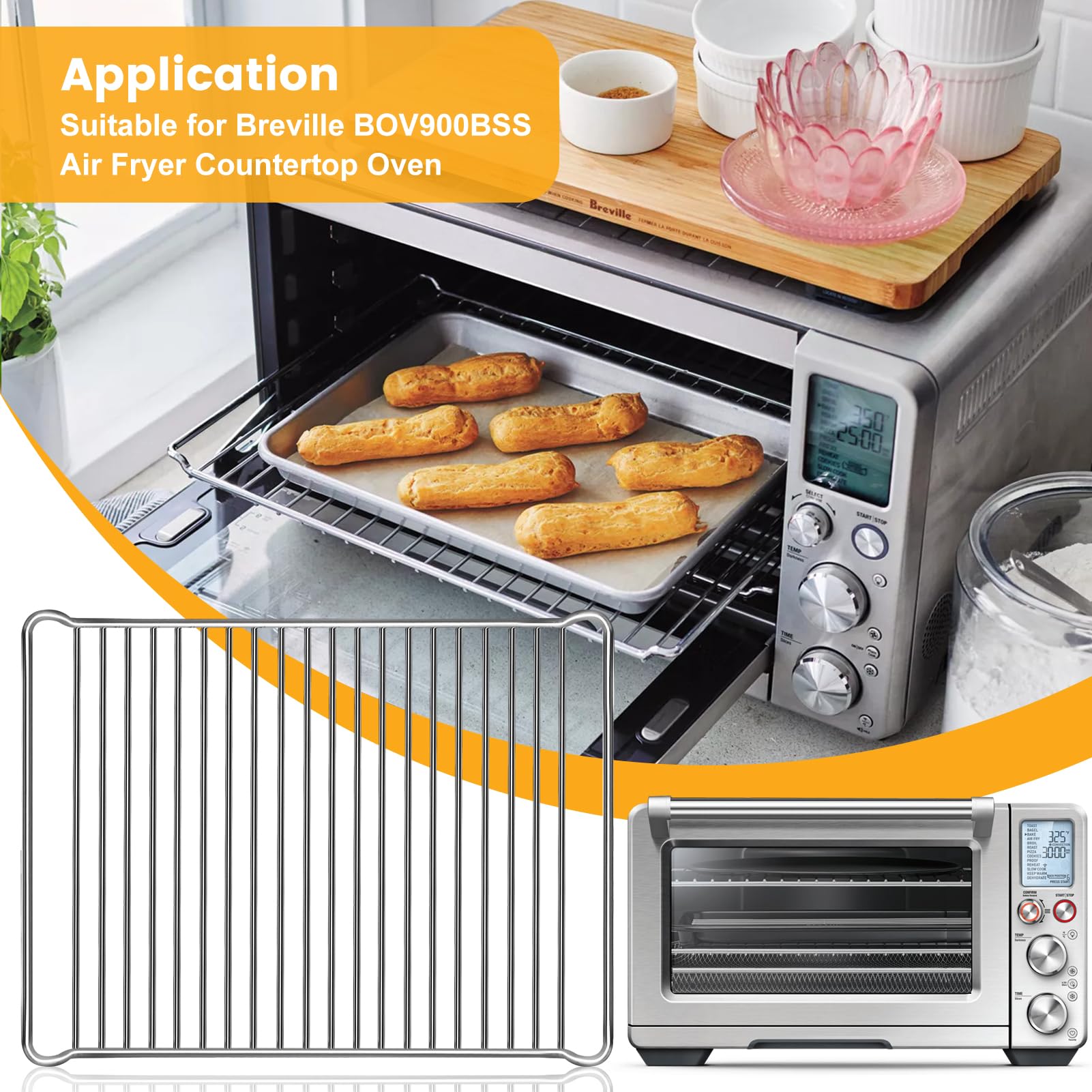 Stainless Steel Replacement Oven Rack for Breville BOV900BSS Air Fryer Toaster Oven - 16.5