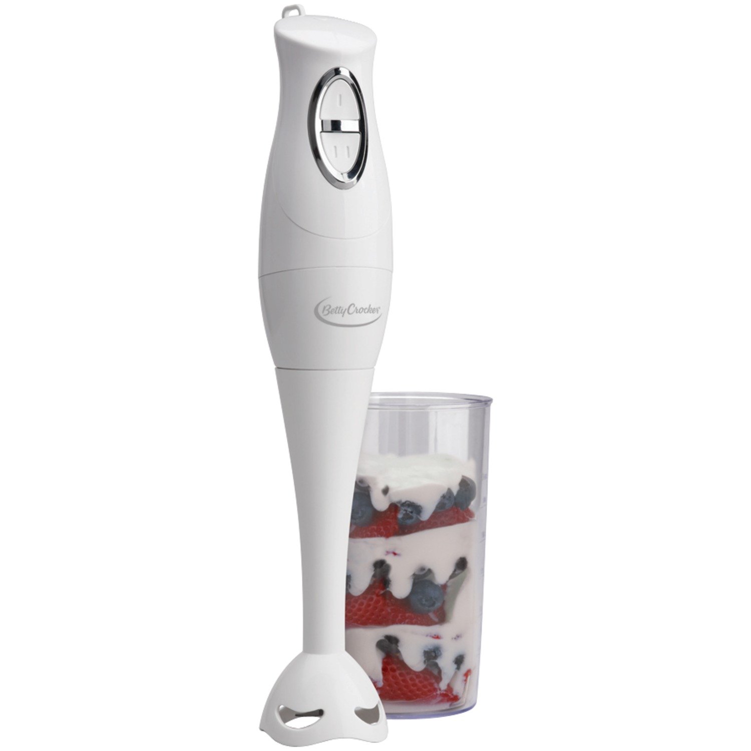 Betty Crocker BC-1303CK White Hand Blender with Mixing Beaker - Perfect for Smoothies, Soups & Baking at Home
