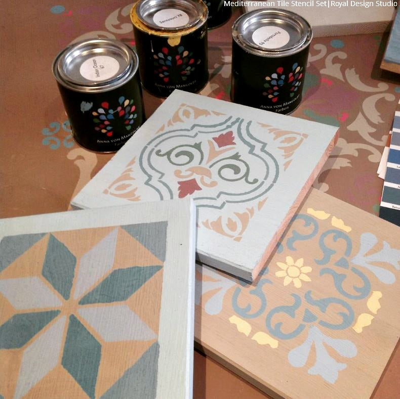 Mediterranean Tile Stencil Set for DIY Home Decor - Reusable Painting Templates for Walls, Floors, and Furniture - Perfect for Kitchen Backsplash, Bathroom, and Outdoor Projects