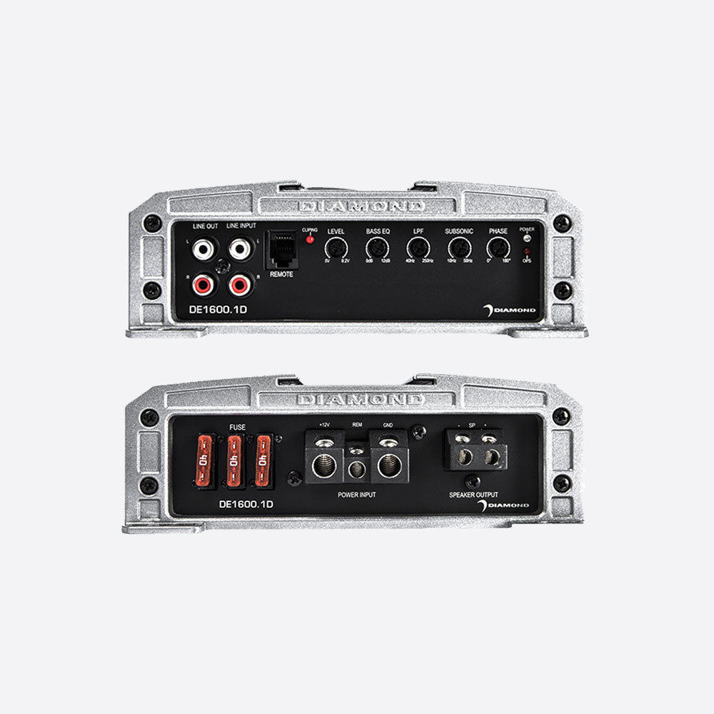 Diamond Audio DE1600.1D 1600W Mono Class D Subwoofer Amplifier - Powerful Bass Boost for Car Audio & Home Theater Systems