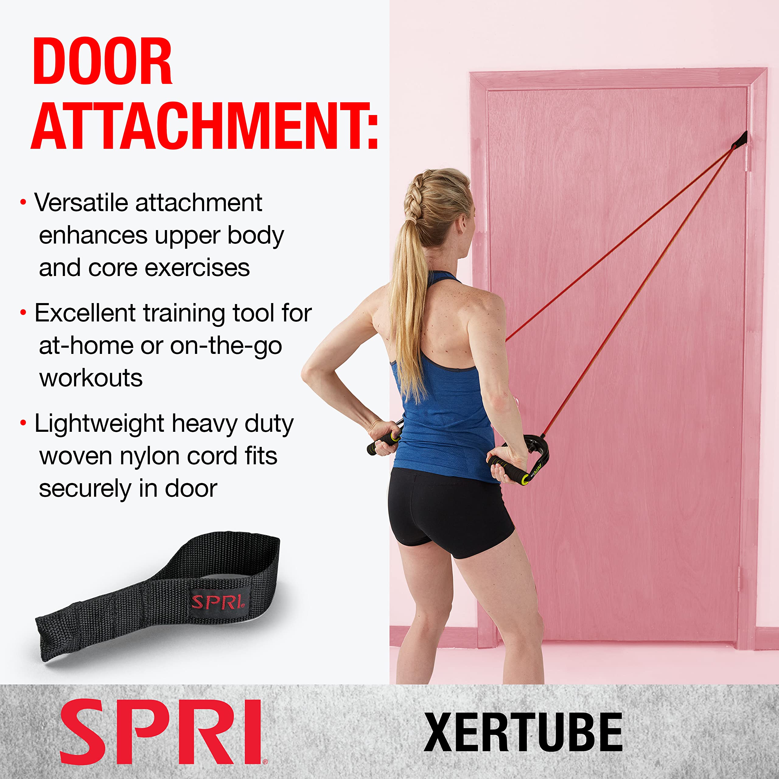 SPRI Xertube Resistance Bands with Handles - Premium Exercise Tubes for Home Gym, Strength Training & Physical Therapy | Includes Door Anchor Attachment for Full-Body Workouts