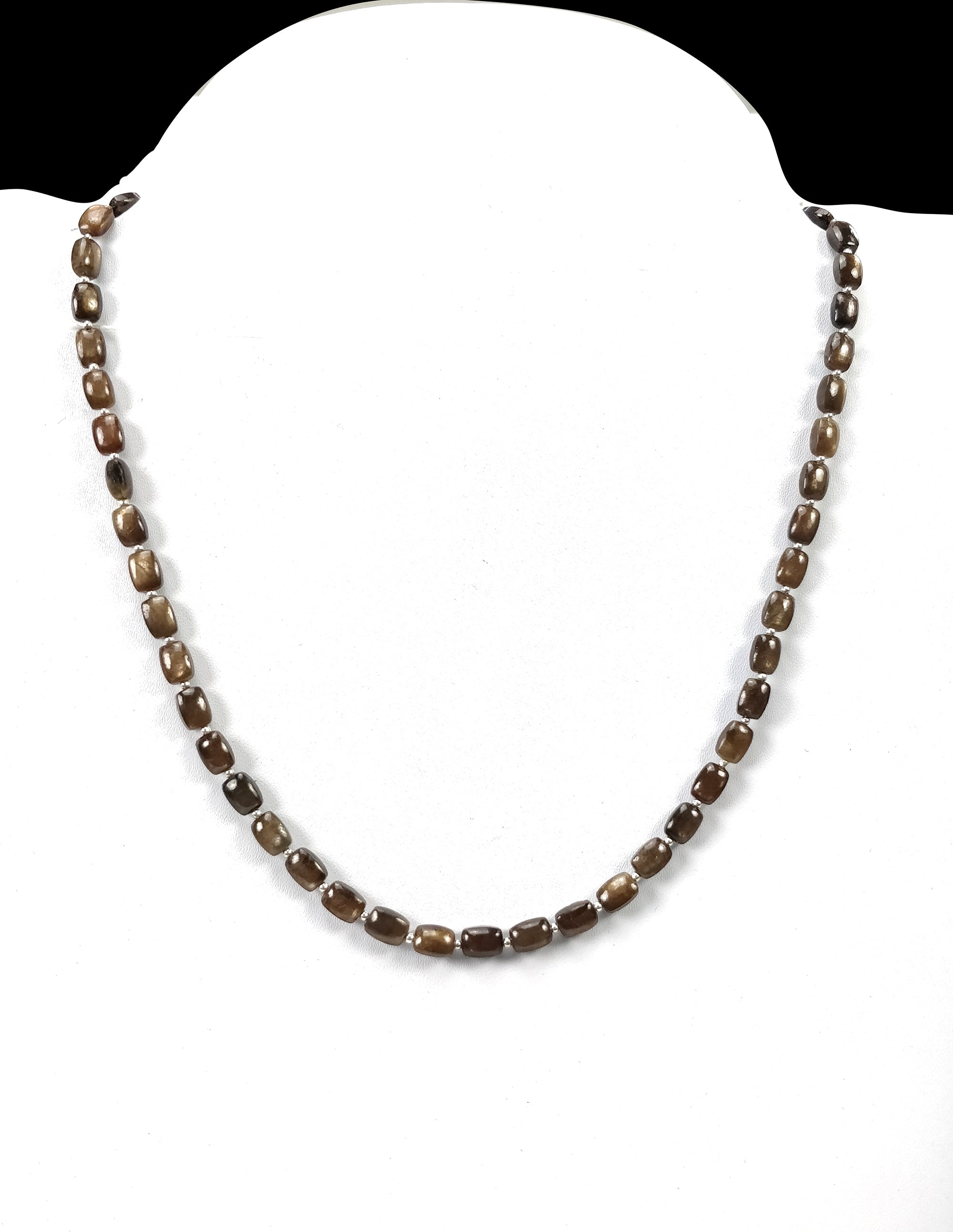 Natural Untreated Golden Brown Chocolate Sapphire Gemstone Necklace - 94.15cts Cushion Cut 925 Sterling Silver Jewelry (7x5mm, 18