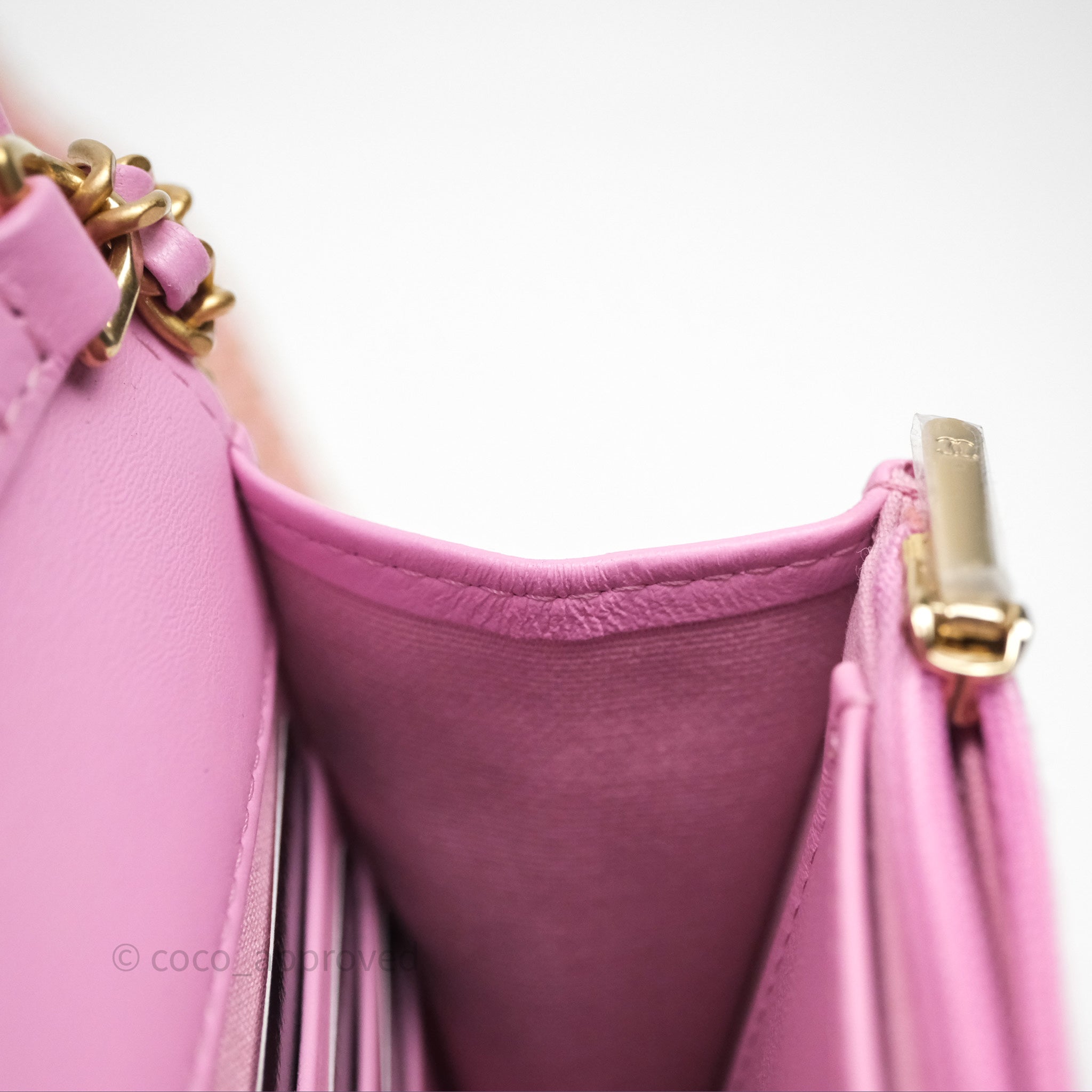 Chanel CC Chain Wallet On Chain WOC in Pink Lambskin with Aged Gold Hardware - Luxury Crossbody Bag for Women, Perfect for Evening Out & Special Occasions