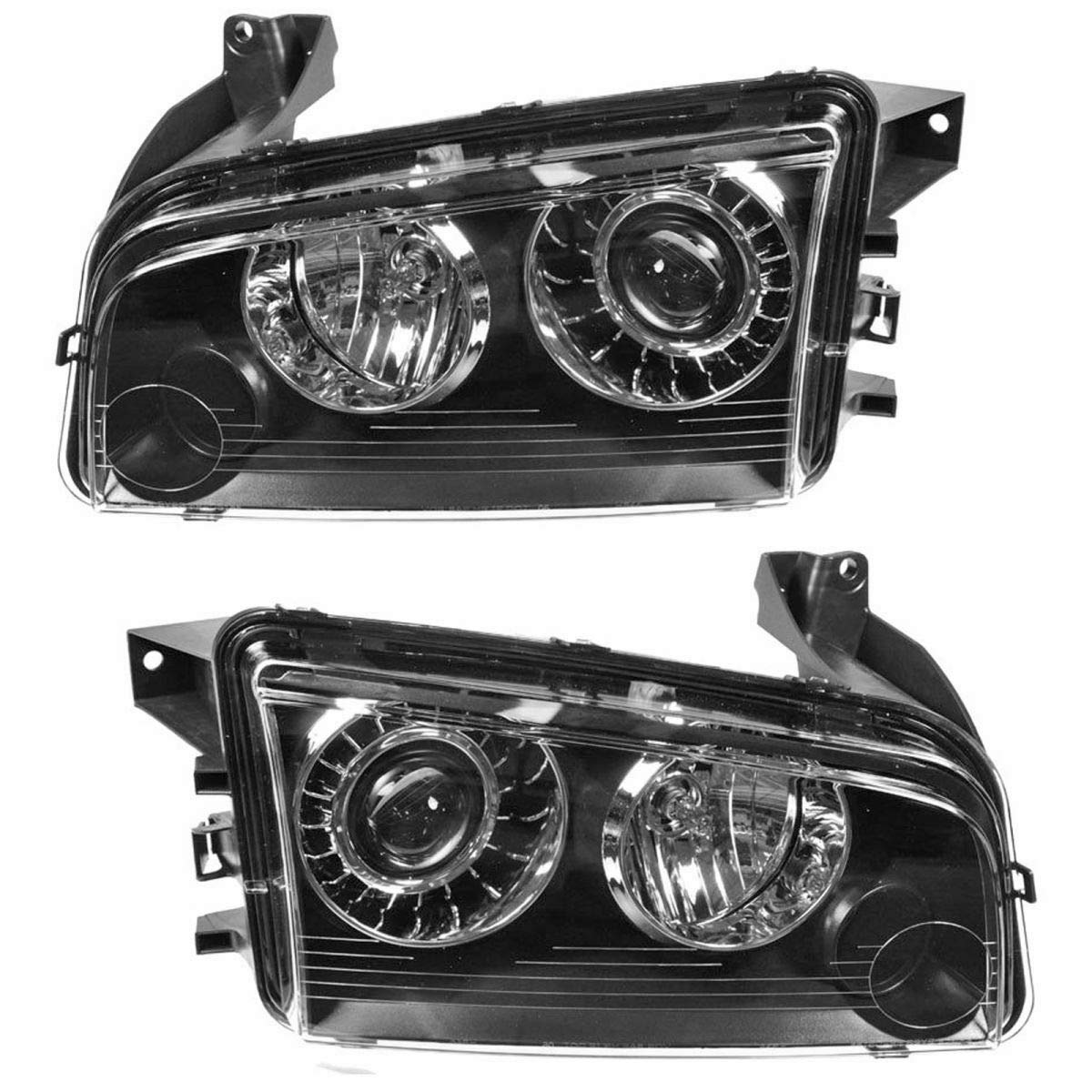 Dodge Charger Headlights Pair - Compatible with 2008 2009 2010 Models | Left & Right Replacement Headlamps | Perfect for Night Driving & Auto Upgrades