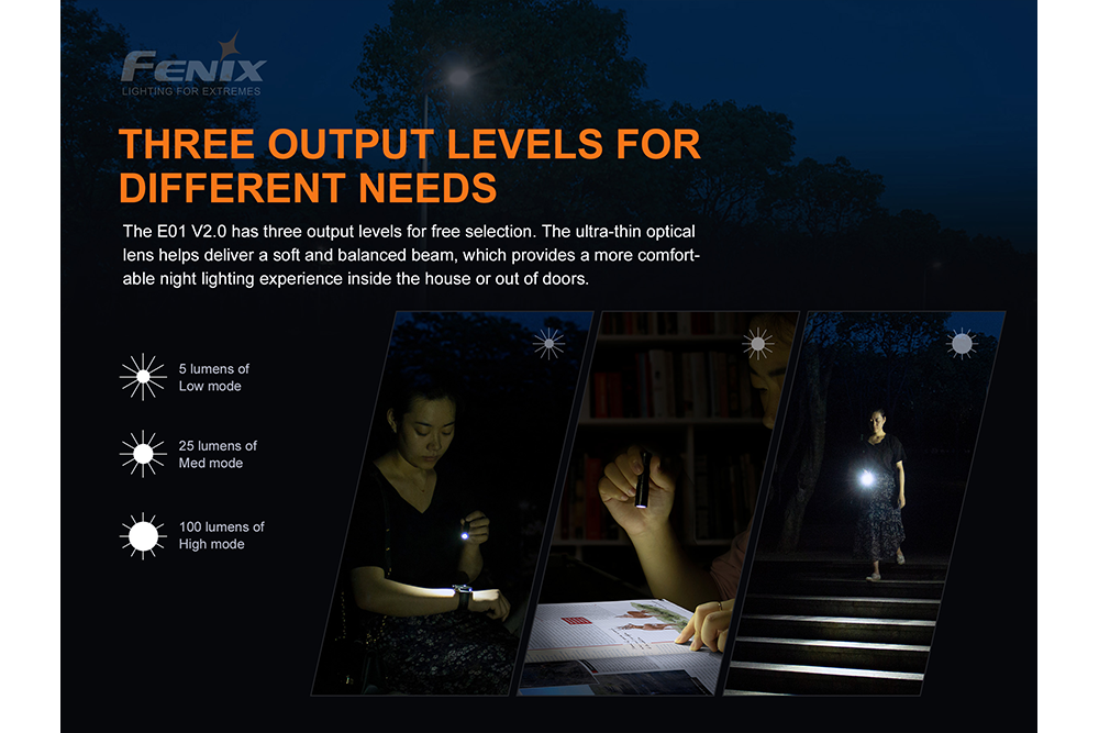 Fenix E01 V2.0 Ultra-Bright AAA LED Flashlight - Compact, Waterproof & Durable for Camping, Hiking, Emergency & Everyday Carry (EDC)