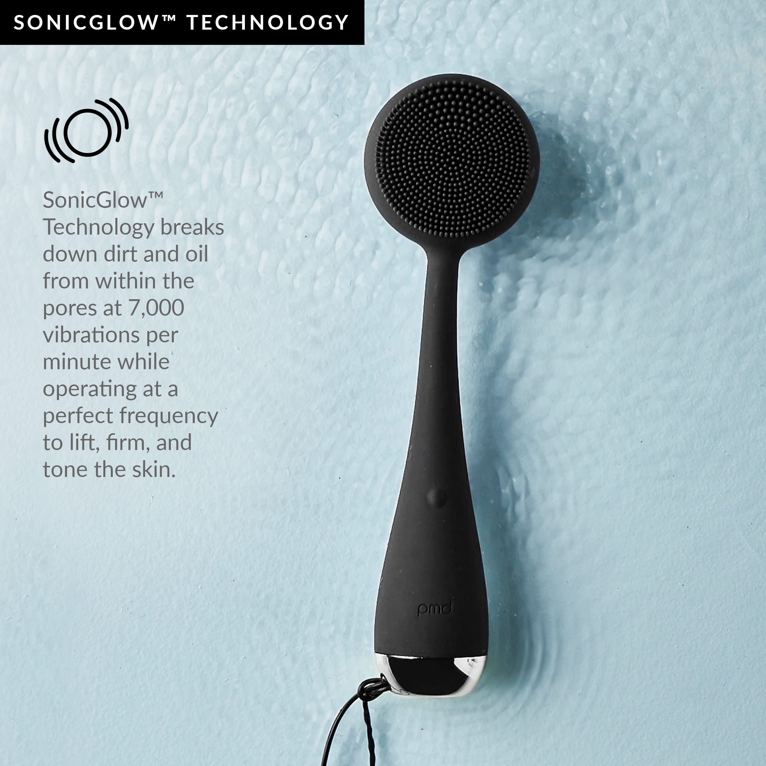 PMD Clean Body - Smart Body Cleansing Device with Silicone Brush & 3 Interchangeable Attachments - Waterproof - SonicGlow Vibration Technology - Deep Cleanse, Exfoliate & Massage - Perfect for Shower, Spa & Skincare Routine