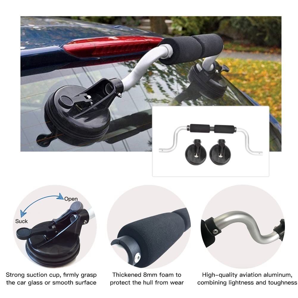 DYK&NX Kayak Suction Cup Holder - Heavy Duty Canoe Roller with Anti-Scratch Design, Ultra Strong Suction for Secure Car Roof Mounting (White) - Perfect for Kayak & Canoe Transport on SUVs, Trucks, and Outdoor Adventures