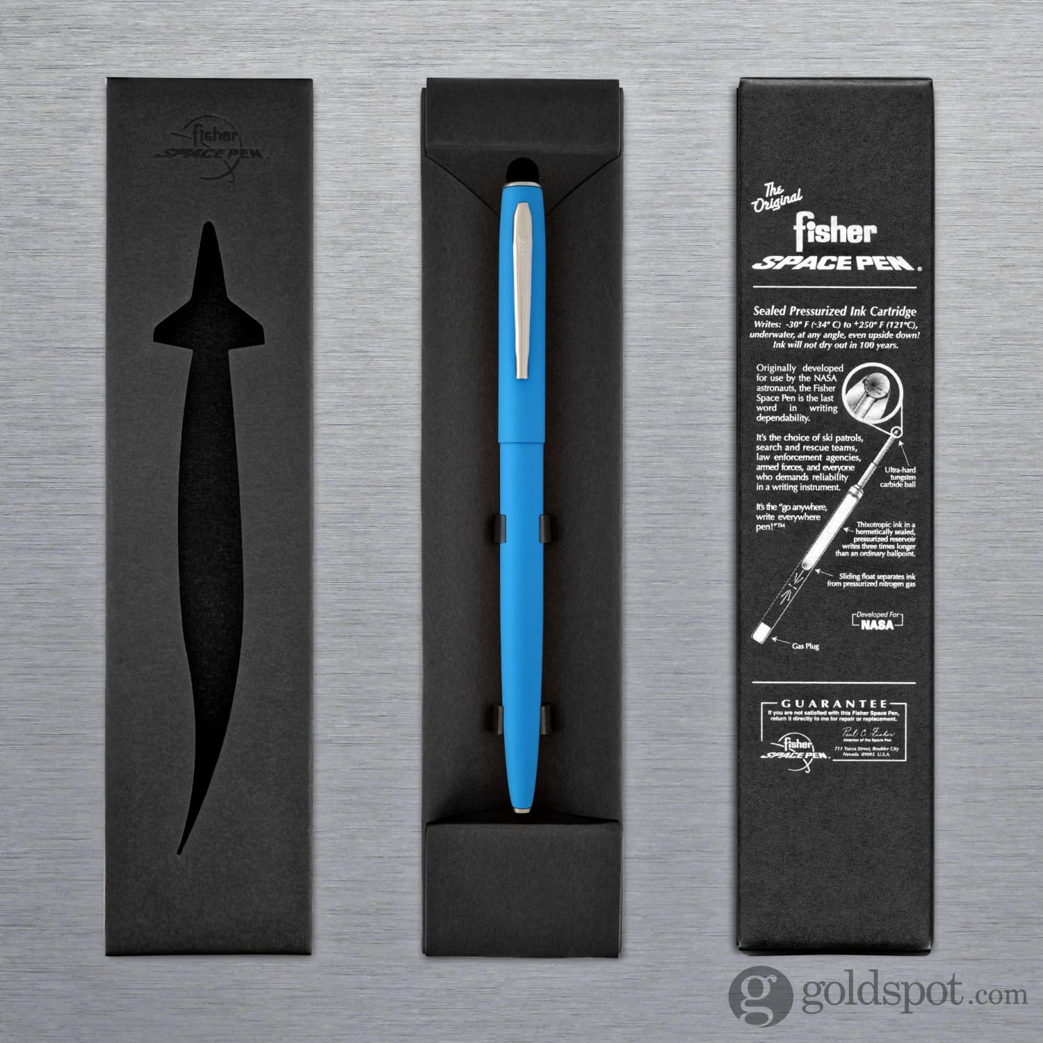 Fisher Space Pen Cap-O-Matic Matte Blue Ballpoint Pen with Stylus - Premium Powder Coated Writing Tool for Office, Travel & Outdoor Adventures
