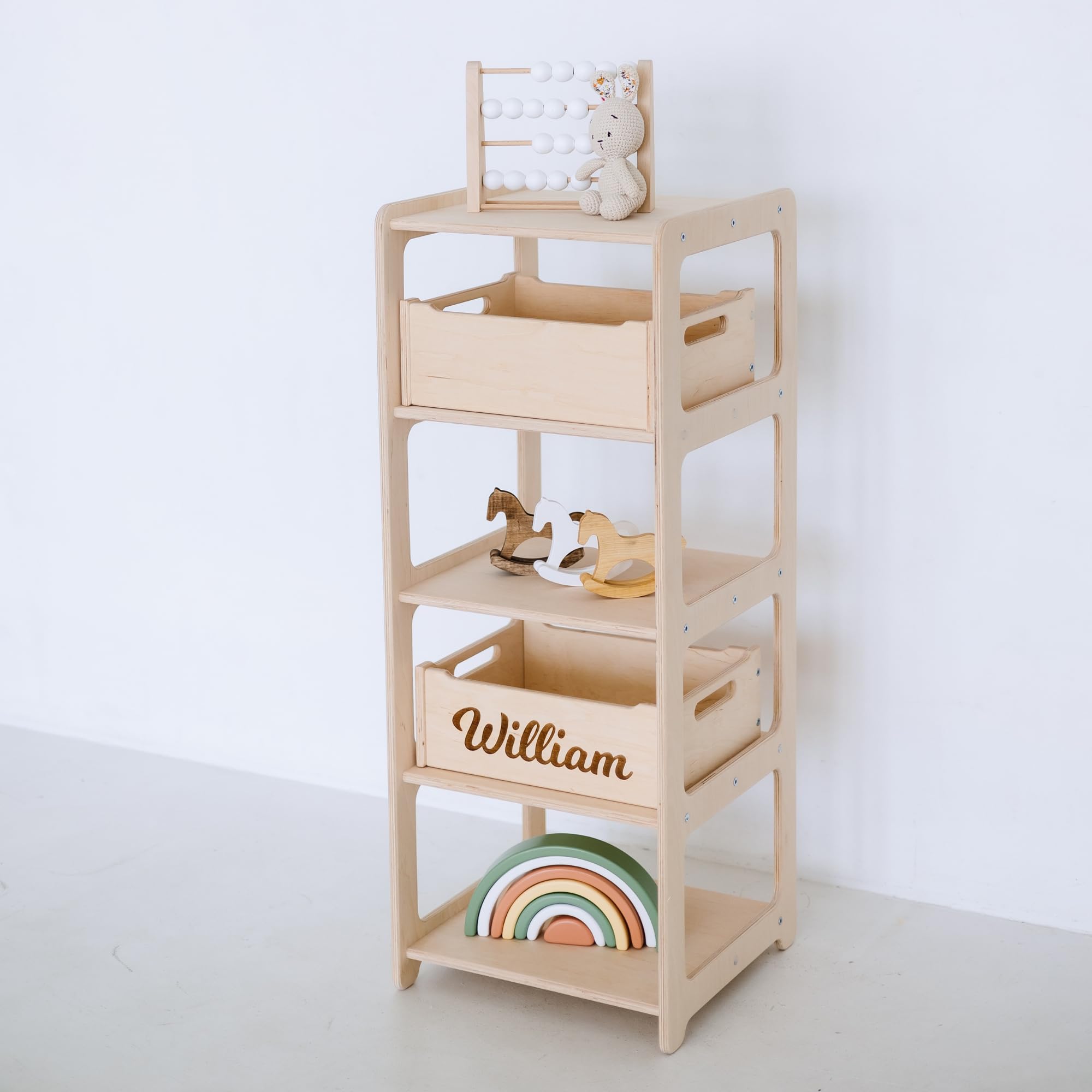 Montessori Wooden Toy Shelf & Clothing Rack - Large Nursery Storage Organizer for Kids Room, Playroom, and Bedroom - Durable Wooden Shelf for Toys, Books, and Clothes Storage