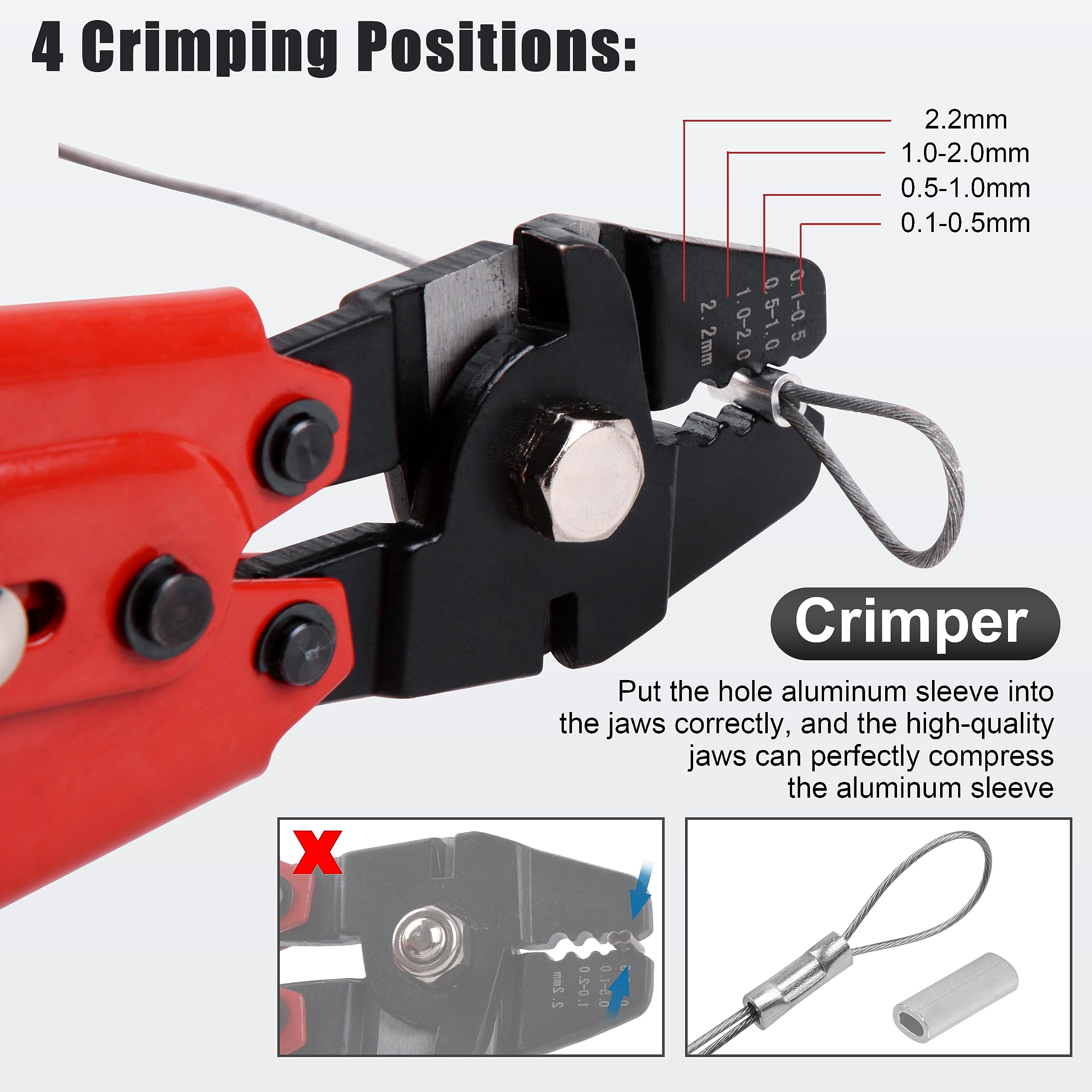 Premium Fishing Crimping Tool Kit with Aluminum & Copper Sleeves - 10