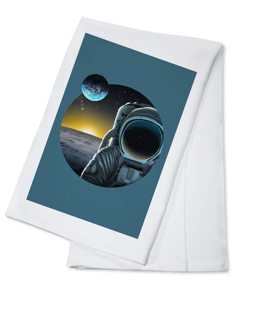 Man on The Moon & Sunset Print 100% Cotton Tea Towel - Absorbent Decorative Hand Towel for Kitchen, Bathroom & Home Decor | Perfect for Dish Drying, Gift Giving & Farmhouse Style Decor