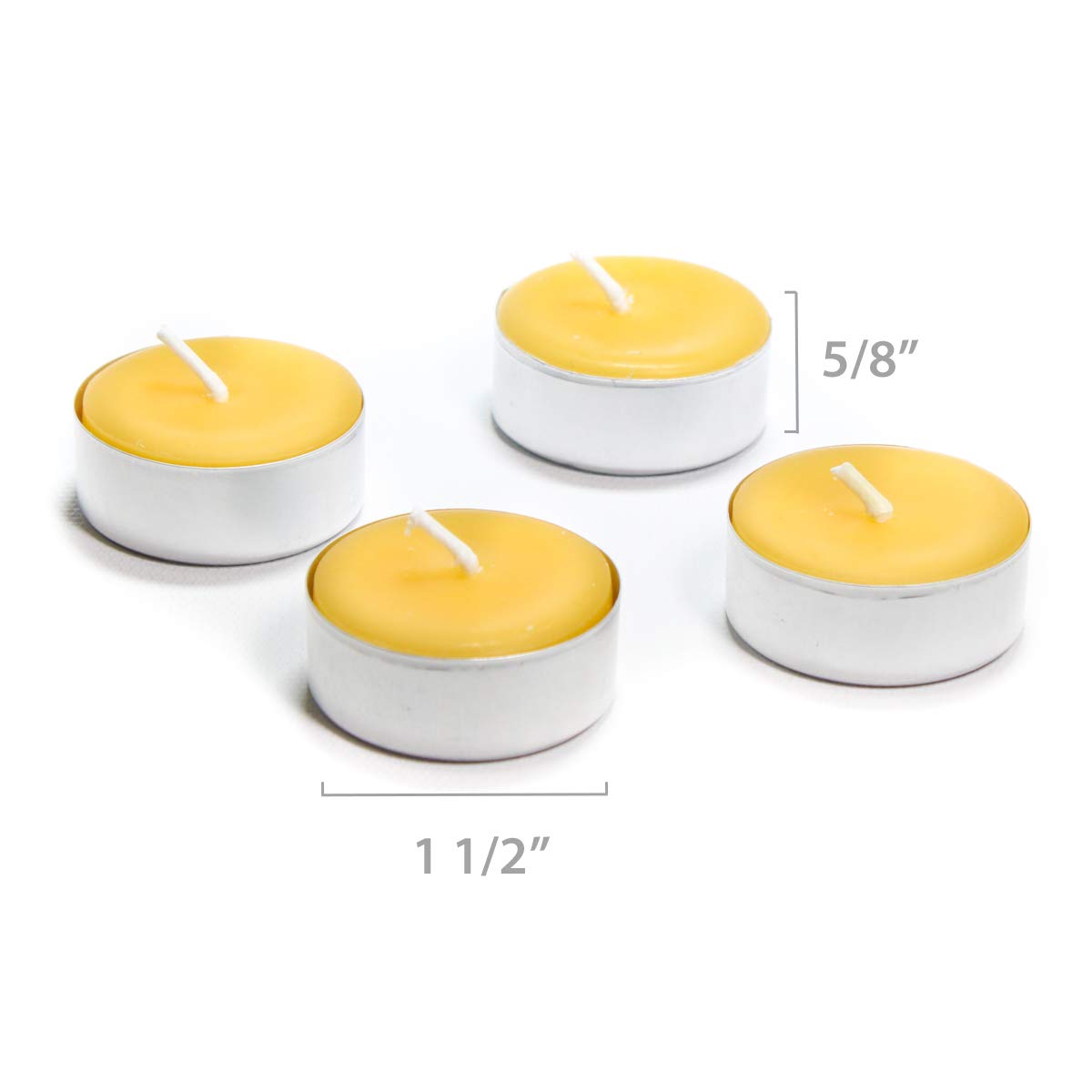 Bluecorn 100% Pure Beeswax Tealight Candles in Metal Cups - Natural Unscented Tea Lights (24-Pack) | Long-Lasting 4-5 Hour Burn | Soy & Paraffin Free | Perfect for Aromatherapy, Relaxation & Home Decor