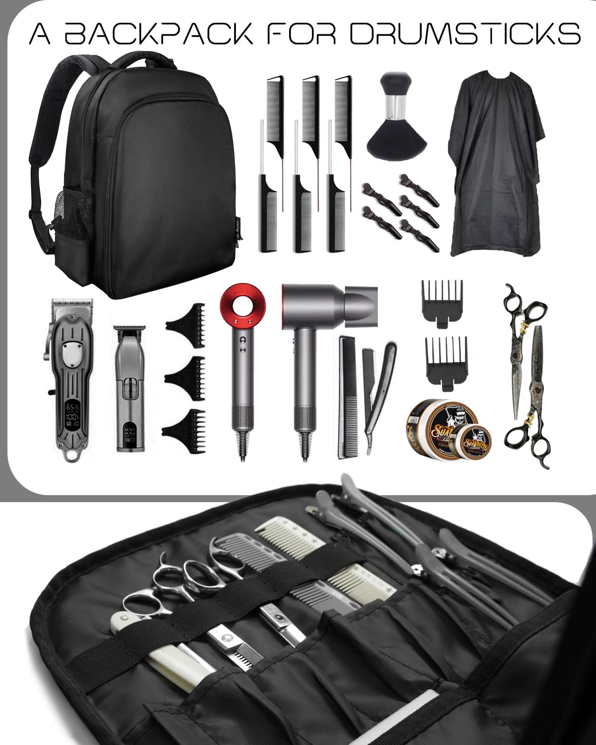 Professional Barber Backpack for Clippers, Scissors & Tools - Durable Men's Hair Stylist Travel Bag for Salon & Mobile Barbers