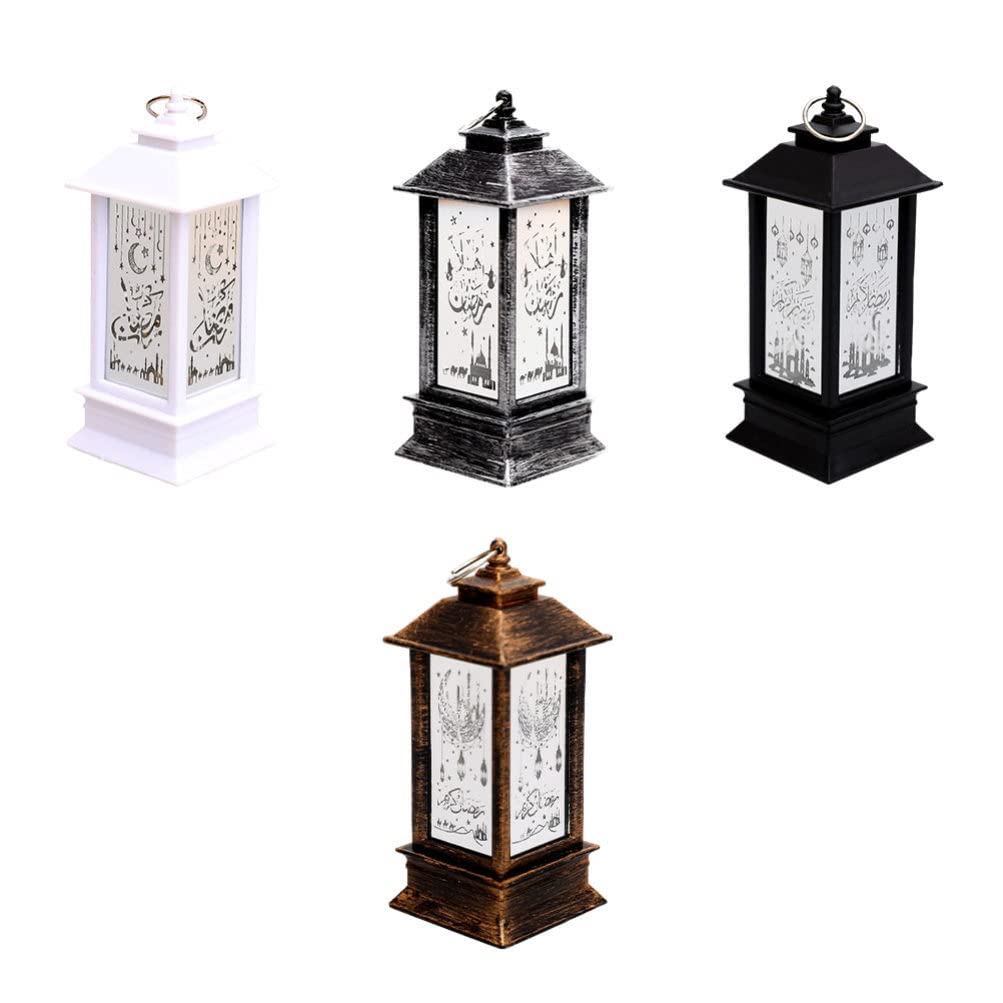 4Pcs Vintage LED Lantern Lamps - Ramadan & Eid Decorative Lighting, Muslim Party Table Lamps, Candle-Style Wind Lights for Home Decor - Perfect for Eid Celebrations, Ramadan Nights & Islamic Festival Atmosphere