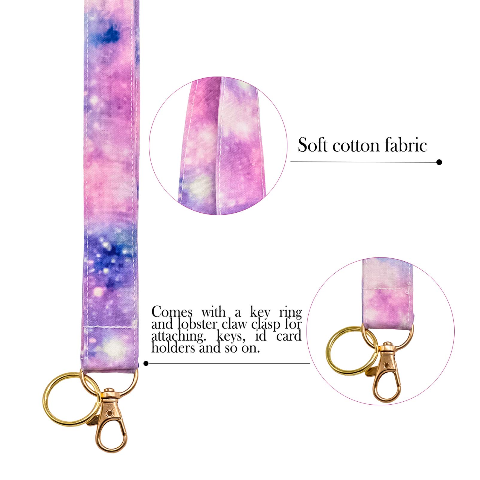 Premium Pink Cloud Keychain Lanyard for Women - Soft Cotton ID Badge Holder for Nurses, Teachers & Office Use