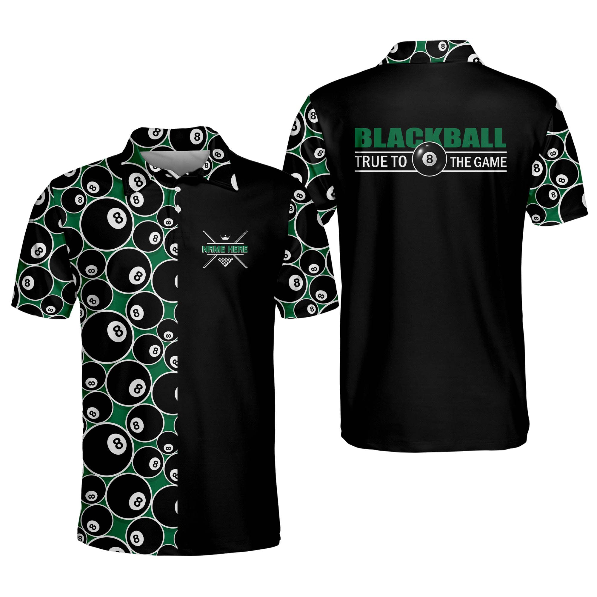 LASFOUR Custom Funny Billiard Polo Shirts for Men - Moisture Wicking Short Sleeve Golf Shirts - Perfect Gift for Pool Players & Billiards Enthusiasts - Great for Casual Wear, Pool Parties & Game Nights