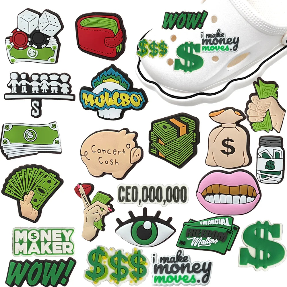 1PCS Cartoon Dollar Money DIY Slipper Accessories - PVC Shoe Charms for Kids & Adults - Fun Birthday Party Gifts & Shoe Decorations (Great for DIY Crafts, Costume Parties, and Unique Gift Ideas)