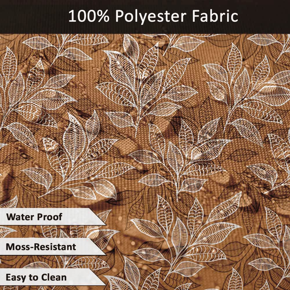 58 Inch Waterproof Round Tablecloth with Umbrella Hole & Zip - Indoor/Outdoor Patio Dining Table Cover for Backyard, Picnic, BBQ - Light Brown