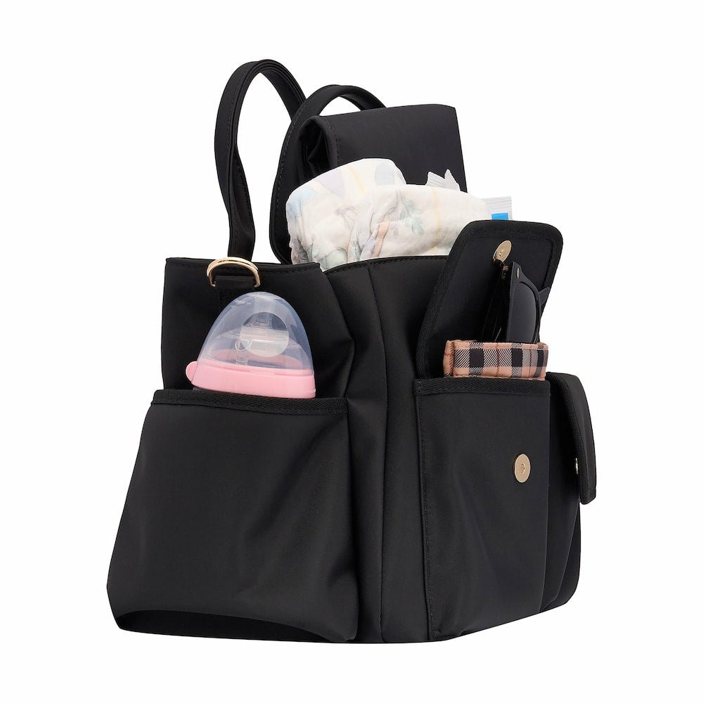 Stylish Everyday Multi-Pocket Tote Bag for Women - Neon Pink & Tan Floral Print - Perfect for Work, Travel, Shopping & Beach Outings