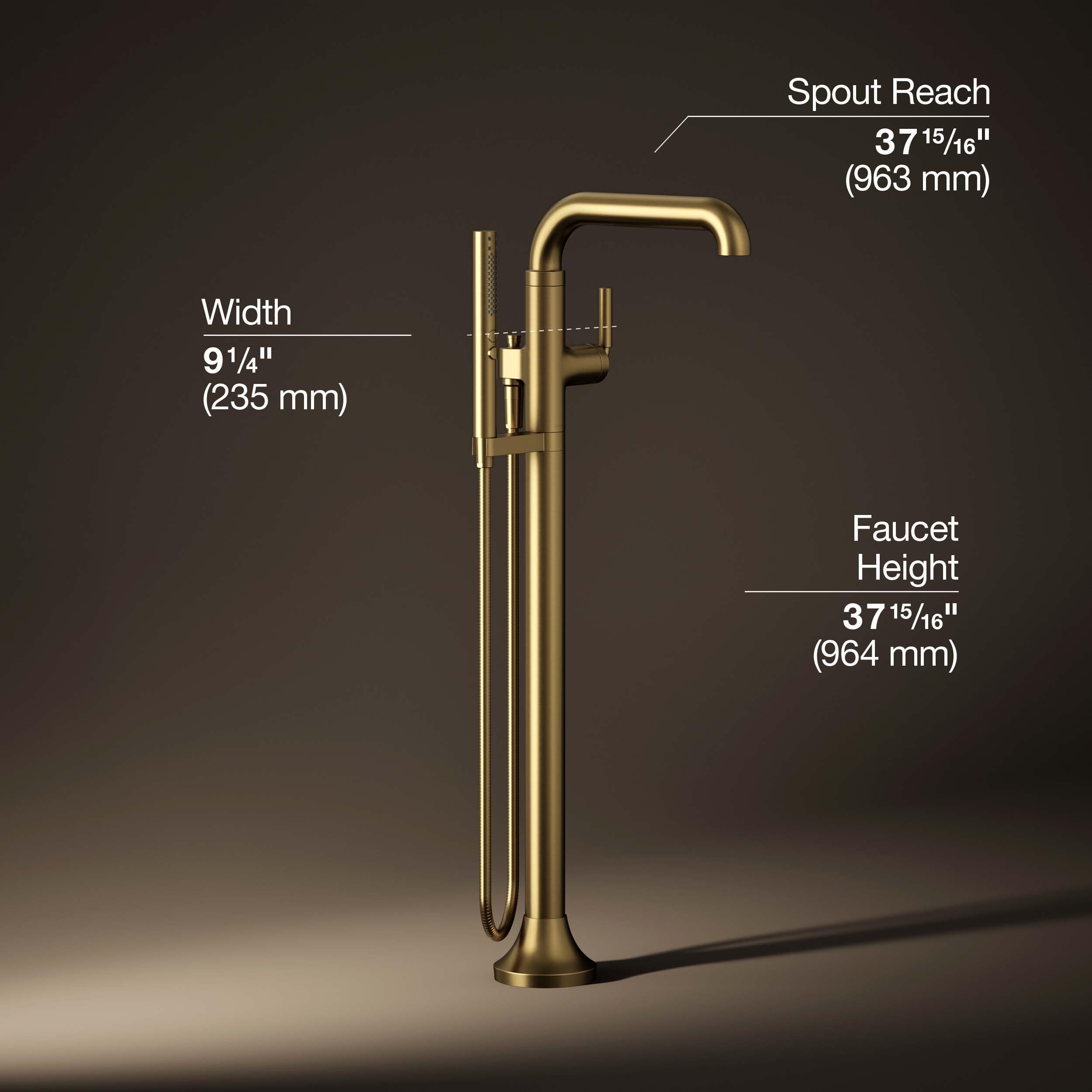 KOHLER TONE® Freestanding Bathroom Faucet Trim - Modern Matte Black Finish for Bathtub & Sink Installation - Perfect for Spa, Master Bath & Luxury Home Renovations