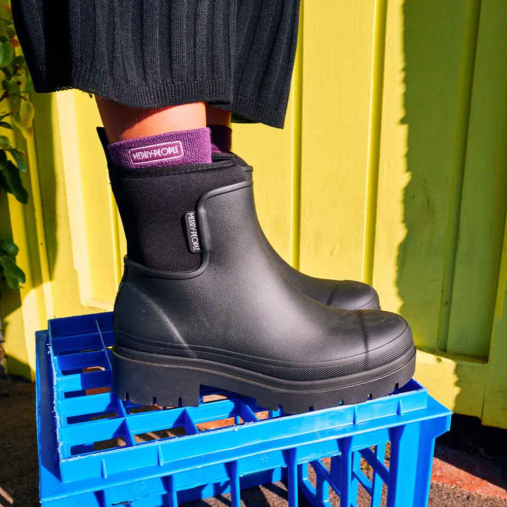 Merry People Tully Rain Boots for Women - Waterproof Black Rubber Boots for Walking, Hiking & Outdoor Adventures
