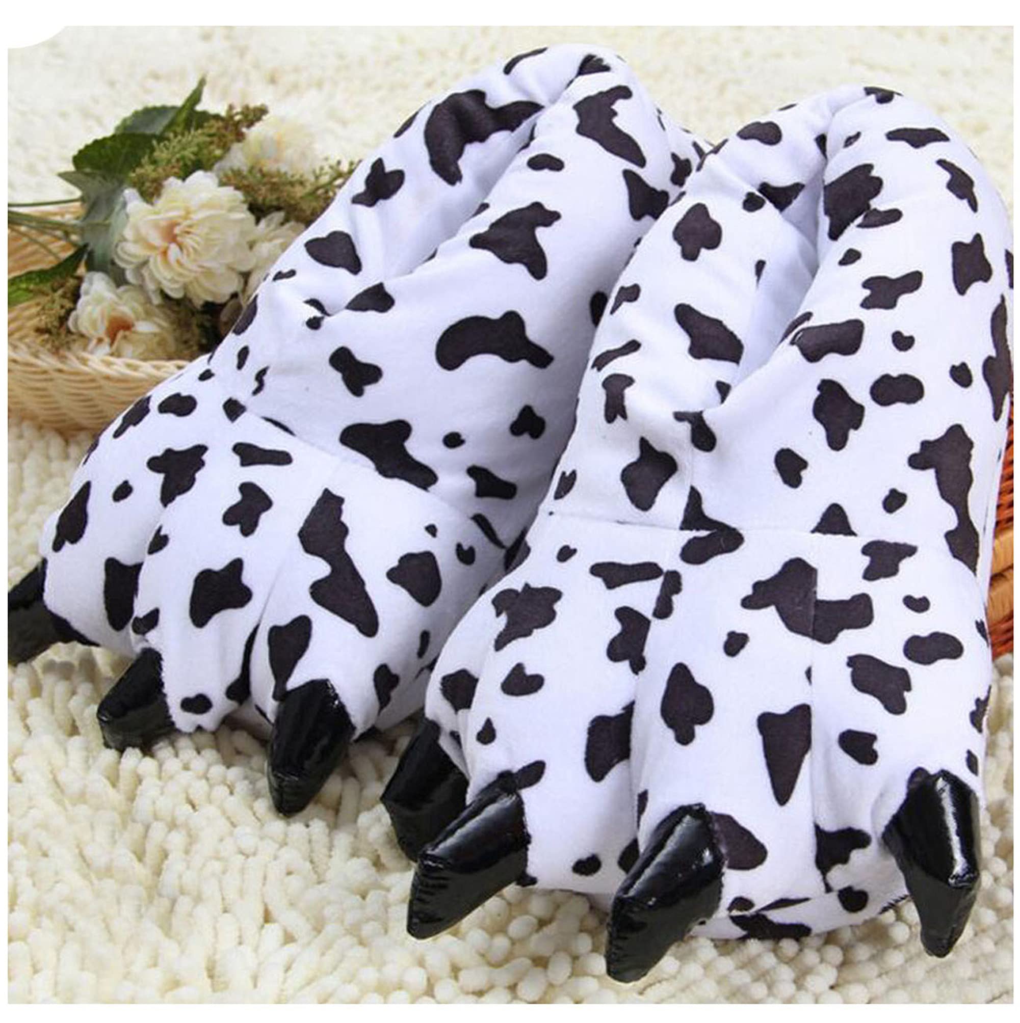 Unisex Soft Plush Animal Paw Slippers - Cozy Dinosaur & Bear Paw House Shoes for Women & Men | Perfect for Home, Lounge & Gift Giving