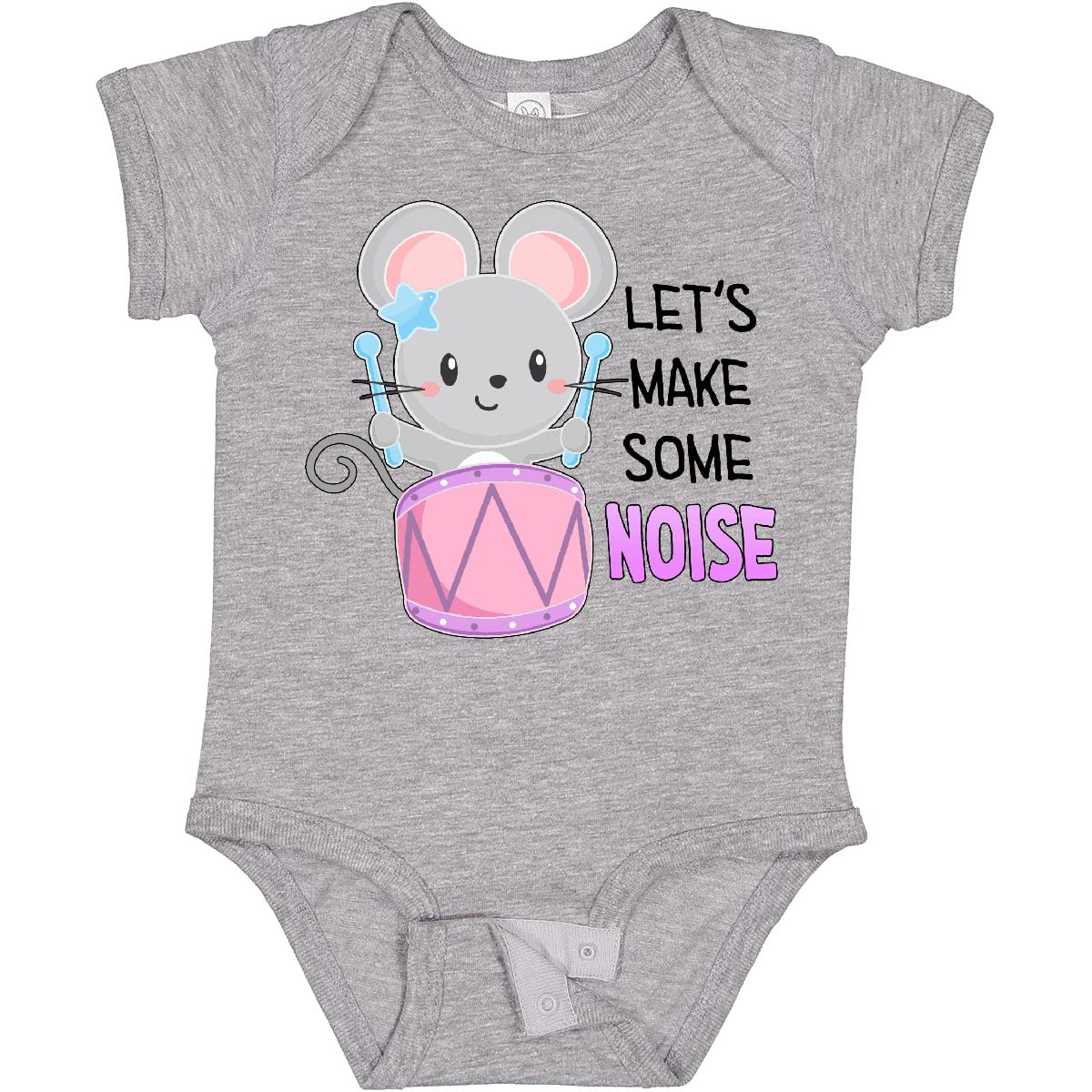 Inktastic Let's Make Some Noise Cute Mouse Drummer Baby Bodysuit - Soft Cotton Infant Onesie for Music Lovers & Drum Enthusiasts - Perfect for Concerts, Band Practice & Music-Themed Parties