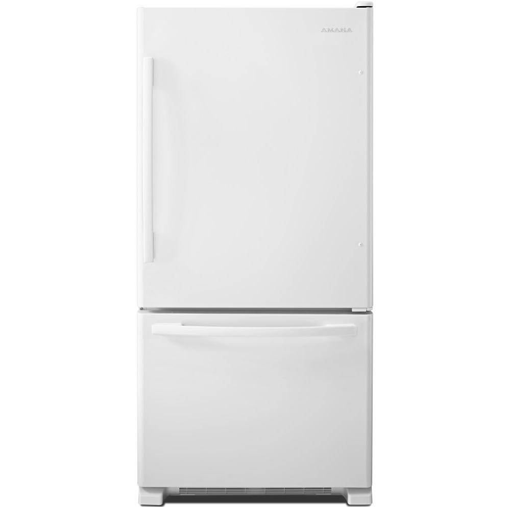 Amana 33-Inch 22 cu.ft. Bottom Freezer Refrigerator ABB2224BRW - Energy Efficient Stainless Steel Kitchen Appliance for Modern Homes & Small Spaces