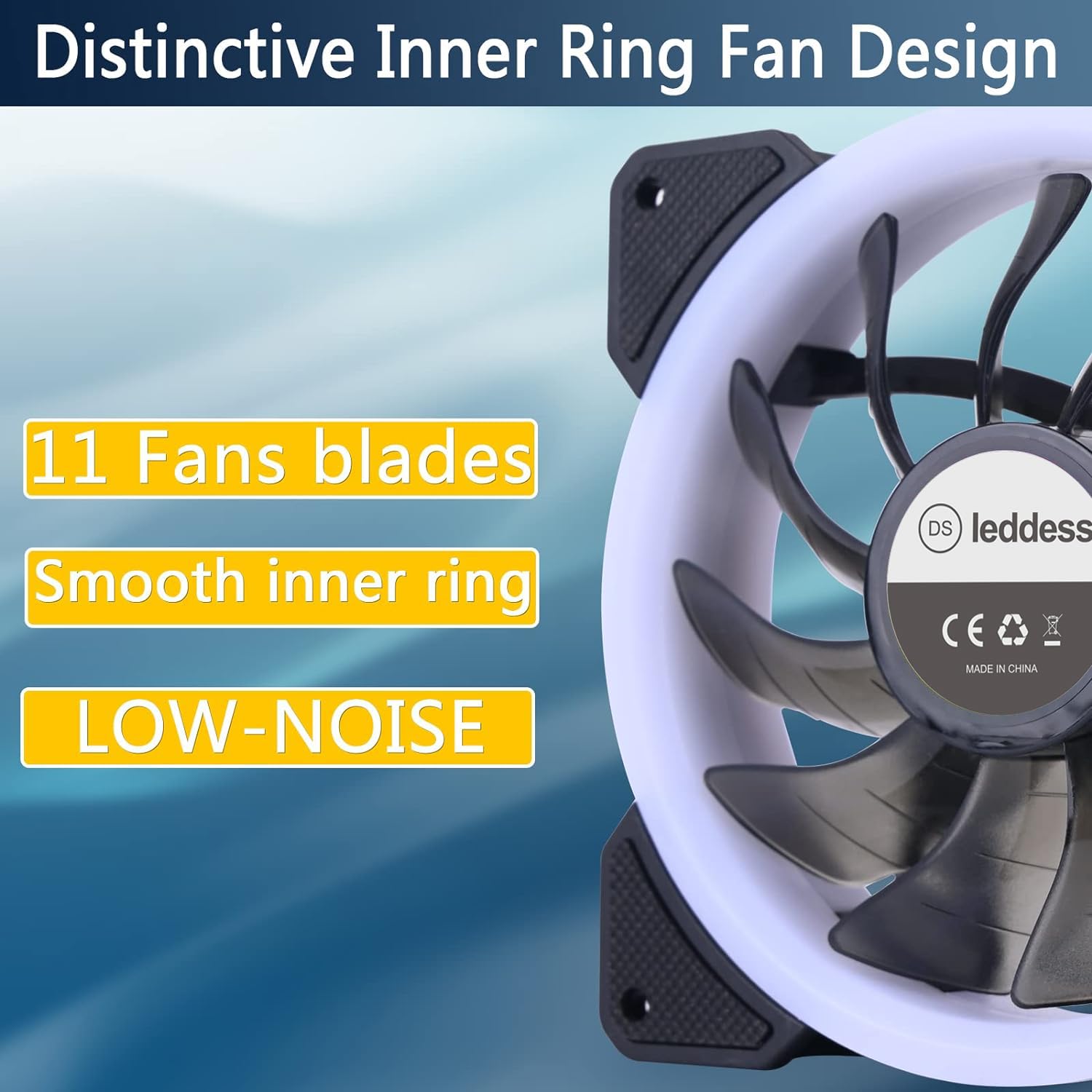 RGB LED 120mm Computer Case Cooling Fan - Rainbow Color Changing PC Case Fan with Internal Airflow for CPU Cooling | Ideal for Gaming PC Builds & Computer Case Modifications