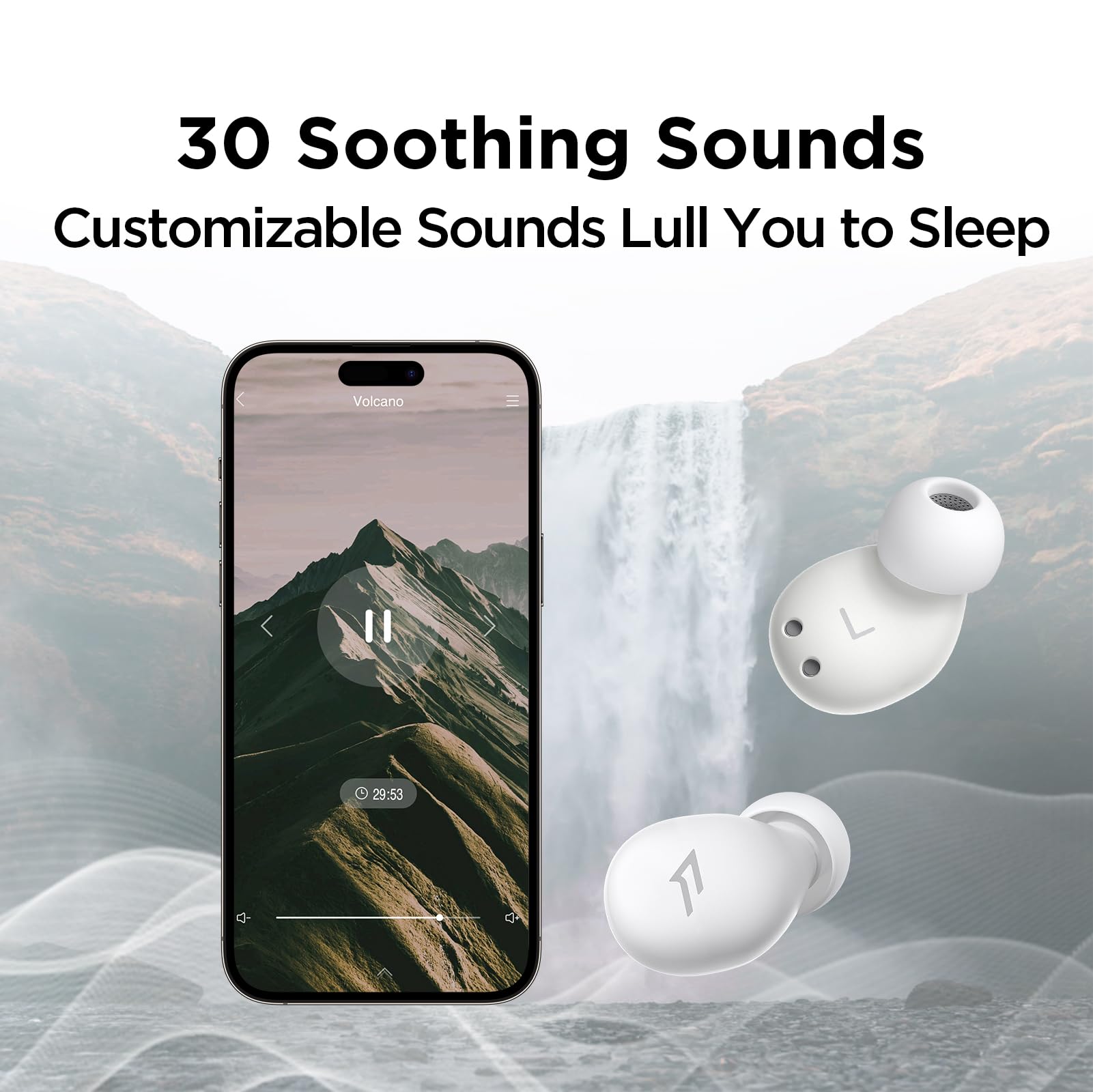 1MORE Mini Sleep Earbuds for Side Sleepers - Bluetooth 5.3 Wireless Headphones with Noise Blocking & White Noise Feature | Ultra Lightweight Comfortable Invisible Sleeping Earbuds | Perfect for Nighttime Relaxation, Travel & Office Naps