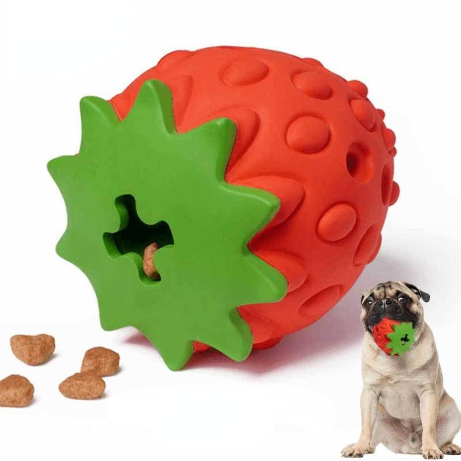 Upgrade Squeaky Dog Teeth Cleaning Toy - Strawberry Chew Toys for Aggressive Chewers, Large Breed Dogs | Durable Molar Stick & Dog Toothbrush Toy for Oral Cleaning | Best for Medium & Large Dogs & Puppies | Perfect for Playtime & Dental Health Care