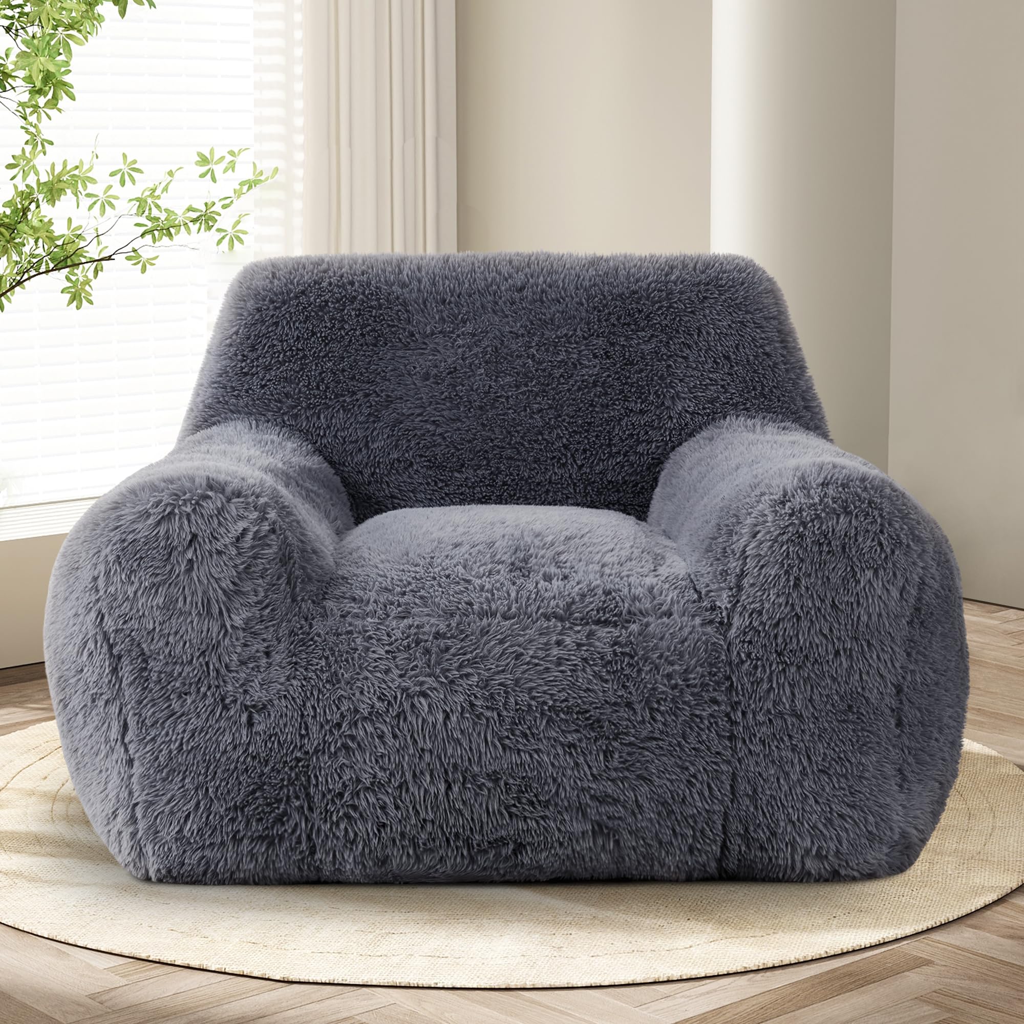 Hobestluk Oversized Bean Bag Chair with Armrests - Giant Comfortable Bean Bag Sofa for Adults, Large Beanbag Couch for Bedroom, Living Room, Dorm & Office - Perfect for Lounging, Gaming, Reading and Relaxation