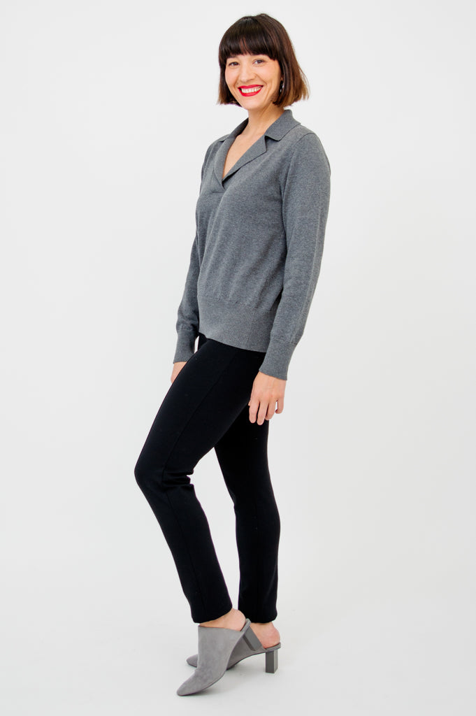 Astrid Women's Cotton Sweater in Graphite - Soft & Comfortable Pullover for Casual Wear, Office & Fall Outfits