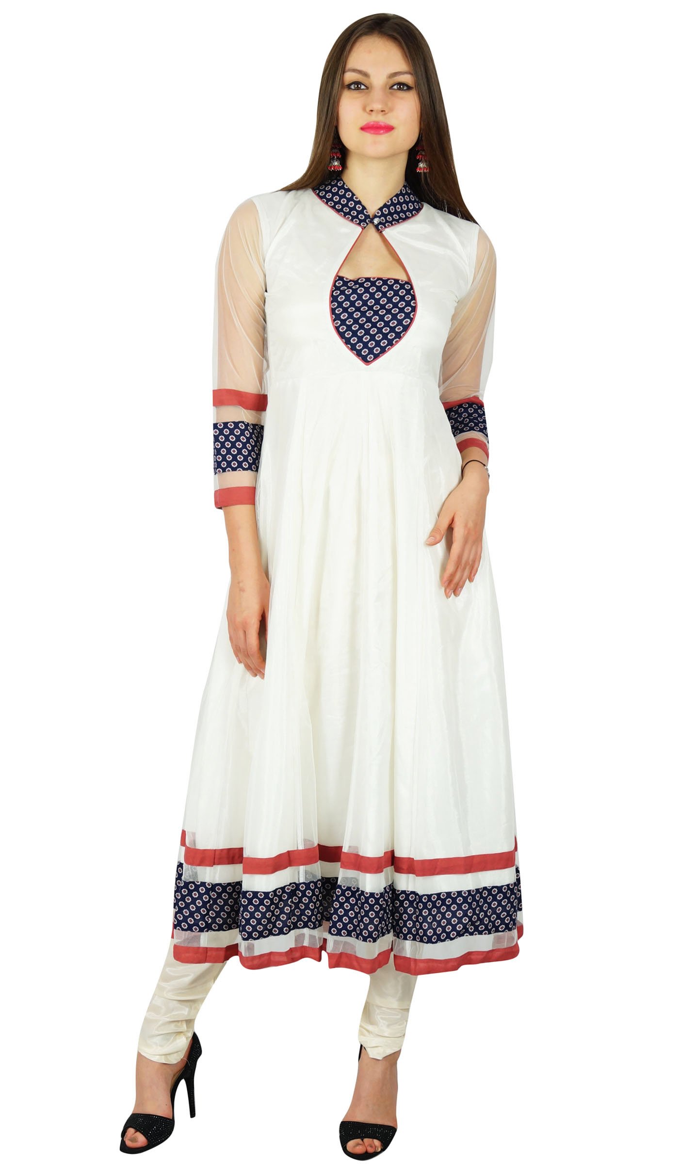 Elegant Bimba Women's Net Anarkali Kurta Kurti Long Maxi Dress for Party & Formal Occasions - Indian Ethnic Wear for Weddings, Festivals & Special Events