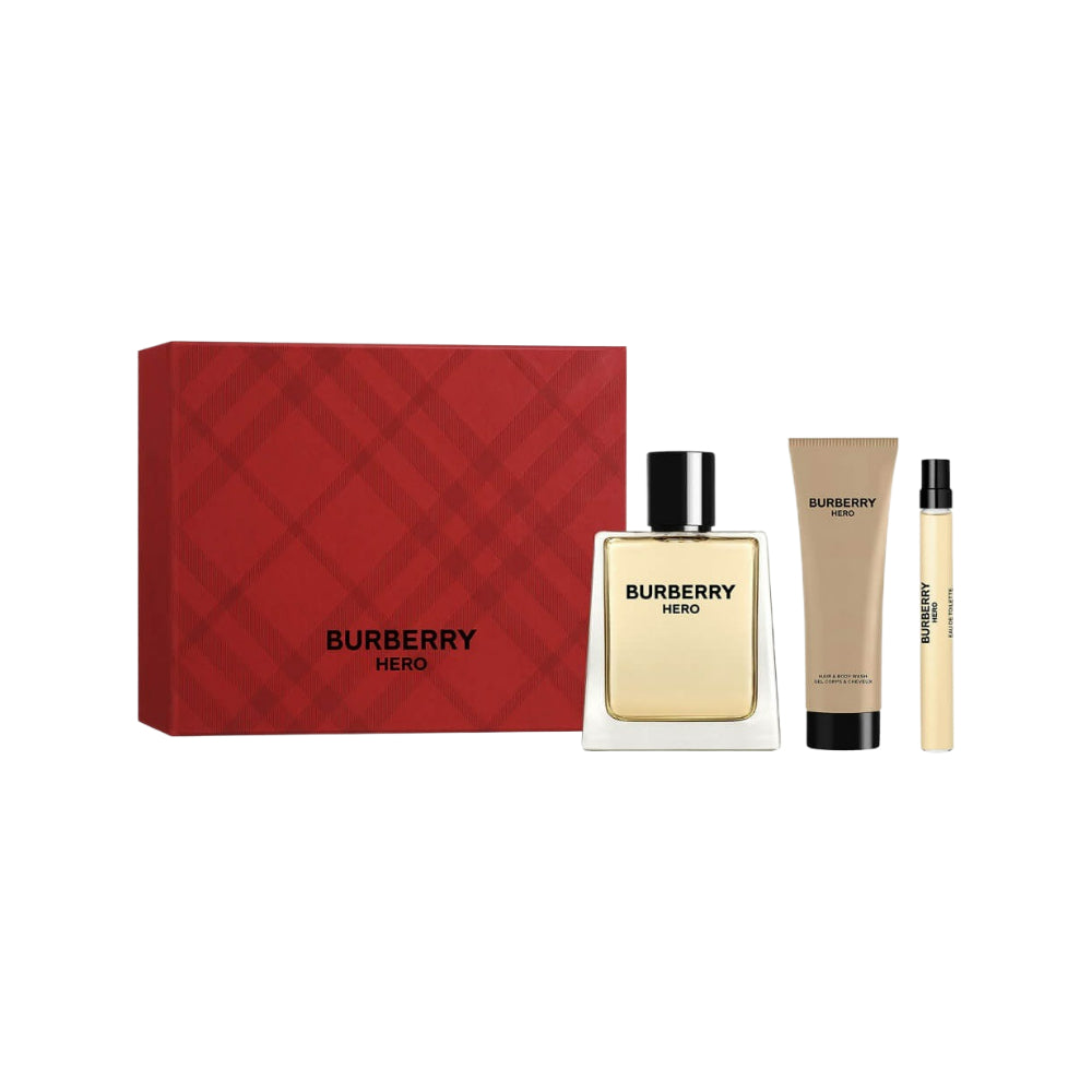 Burberry Hero Man 3 Piece Eau De Toilette Gift Set - 100ml Cologne for Men | Fresh Woody Scent | Perfect for Gifts, Date Nights & Special Occasions