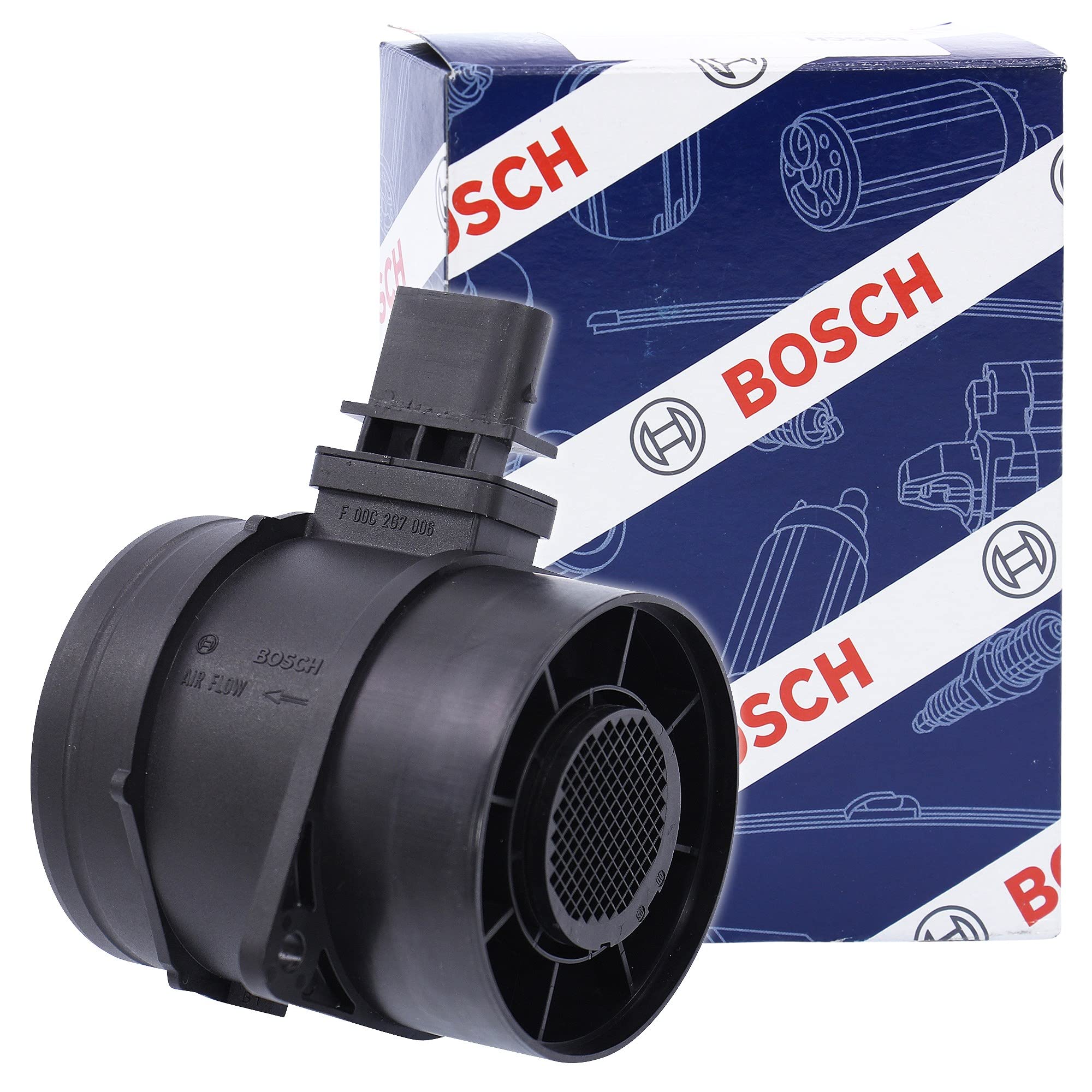 Bosch 0281002896 Mass Air Flow Sensor - High Performance Air Intake Sensor for BMW, Mercedes, Audi | Reliable Engine Performance & Fuel Efficiency | Perfect for DIY Car Repairs & Auto Maintenance