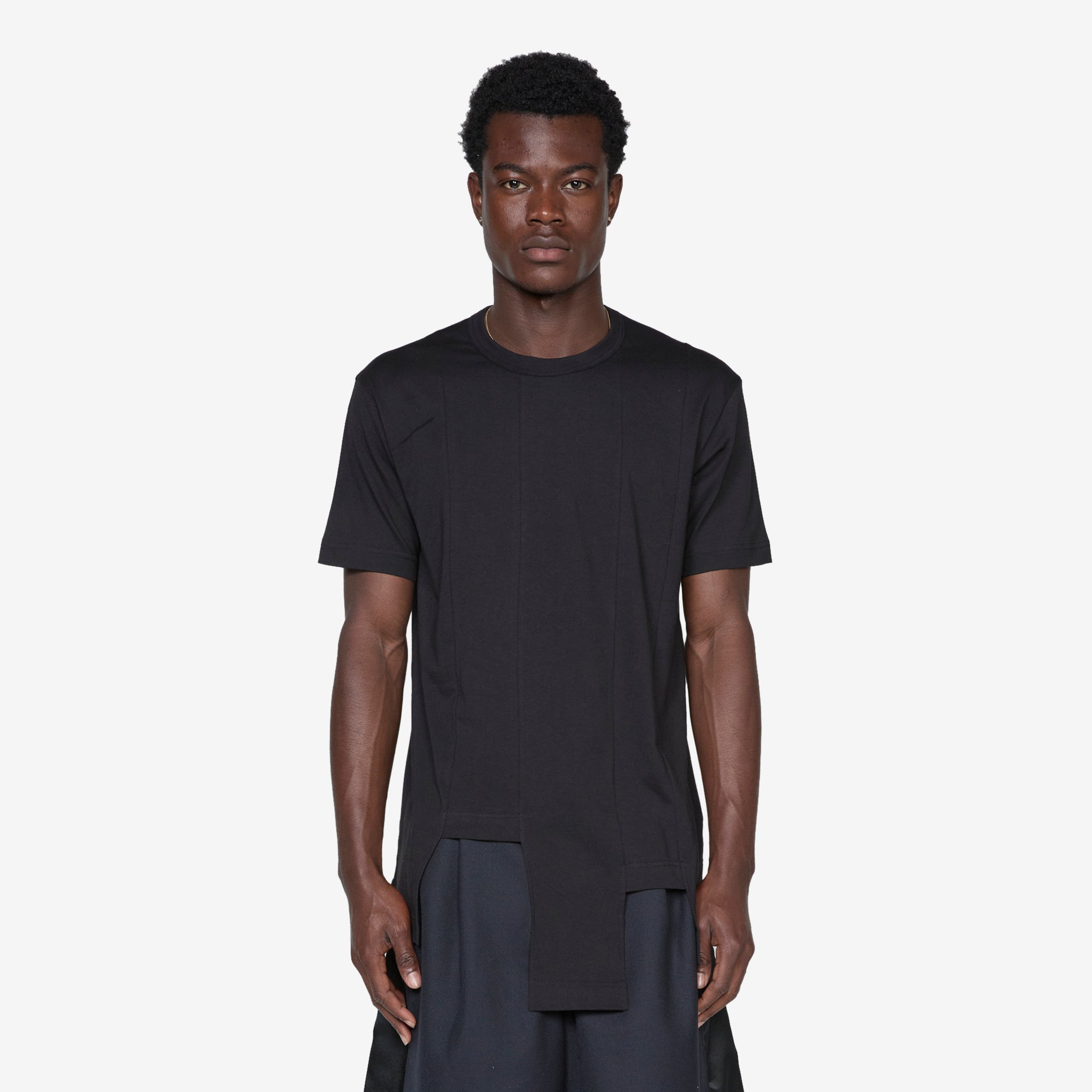 Oversized Asymmetric Hem T-Shirt for Women - Black Cotton Casual Tee | Trendy Loose Fit Top for Streetwear, Layering & Everyday Outfits
