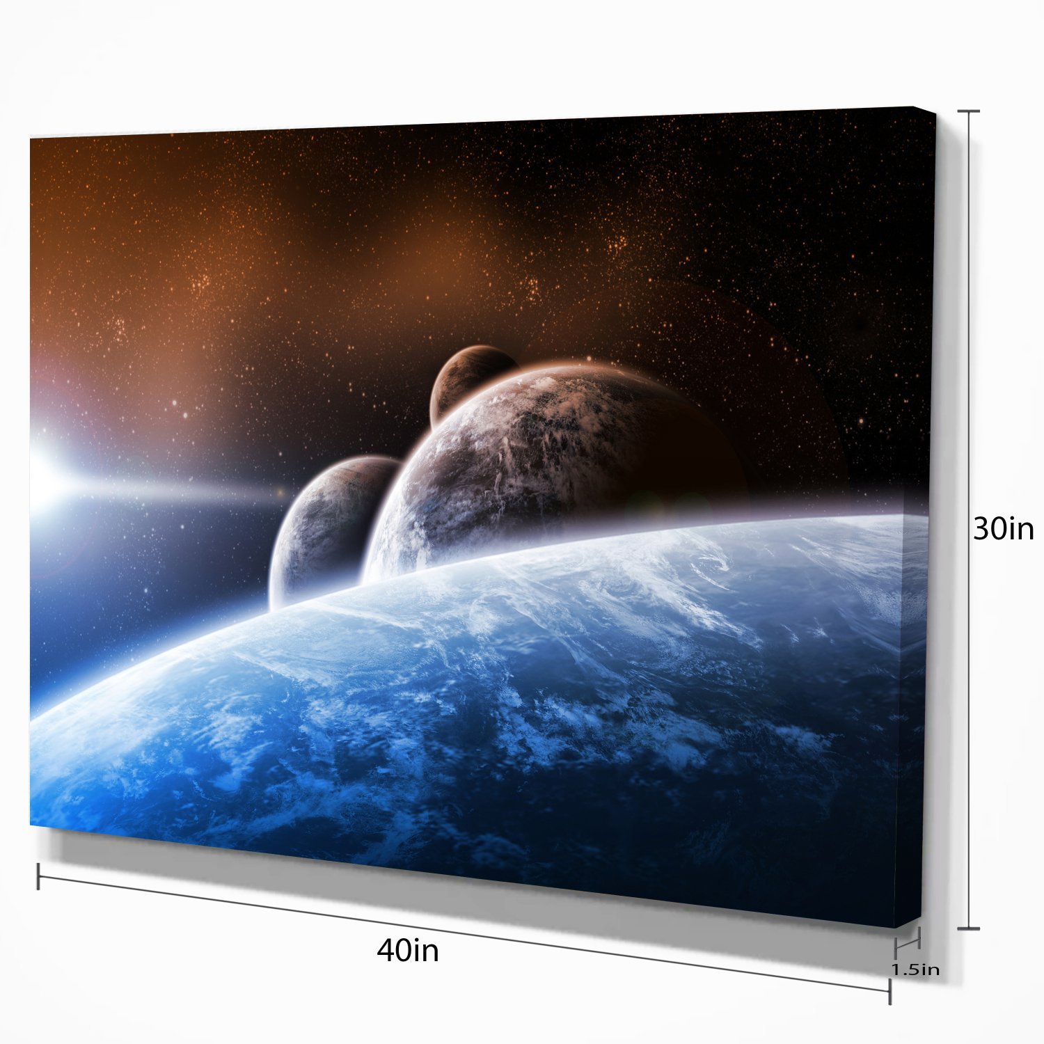 Space Planet Landscape Abstract Canvas Art Print - Modern Wall Decor for Living Room, Bedroom & Office