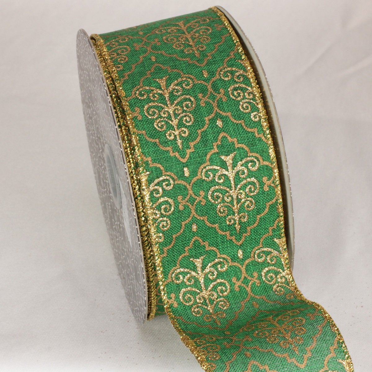 Premium Green Wired Craft Ribbon with Gold Tree Design - 2.5 Inch x 20 Yards for Gift Wrapping, Holiday Decorations & DIY Crafts