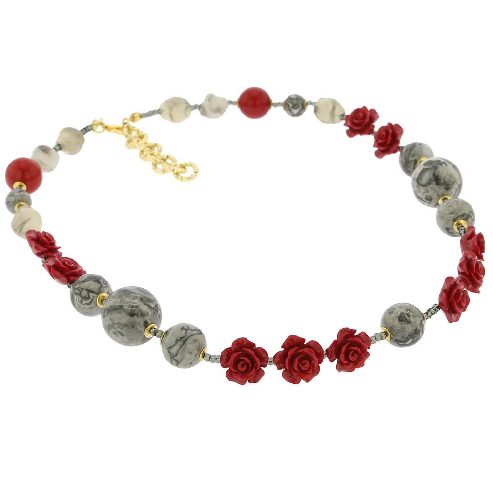 Authentic Murano Glass Rosa Di Marmo Necklace from Venice Italy | Handcrafted Italian Jewelry for Women | Perfect Gift for Anniversary, Birthday & Special Occasions