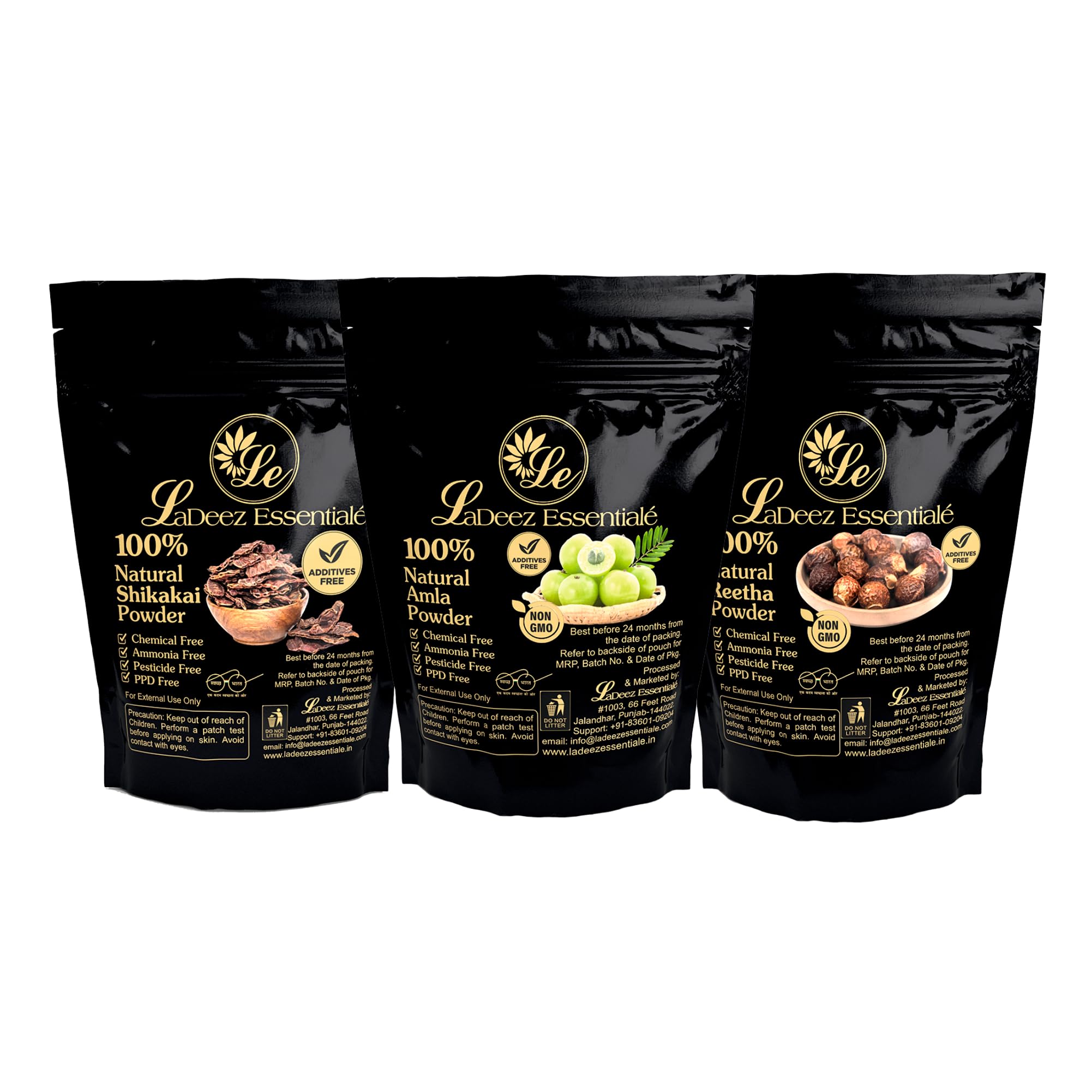 **LaDeez Essentialè Amla Reetha Shikakai Powder for Hair Growth & Shine - 300gm Herbal Hair Care Combo | Natural Ayurvedic Treatment for Dandruff & Scalp Health - Perfect for Daily Hair Wash & Conditioning**