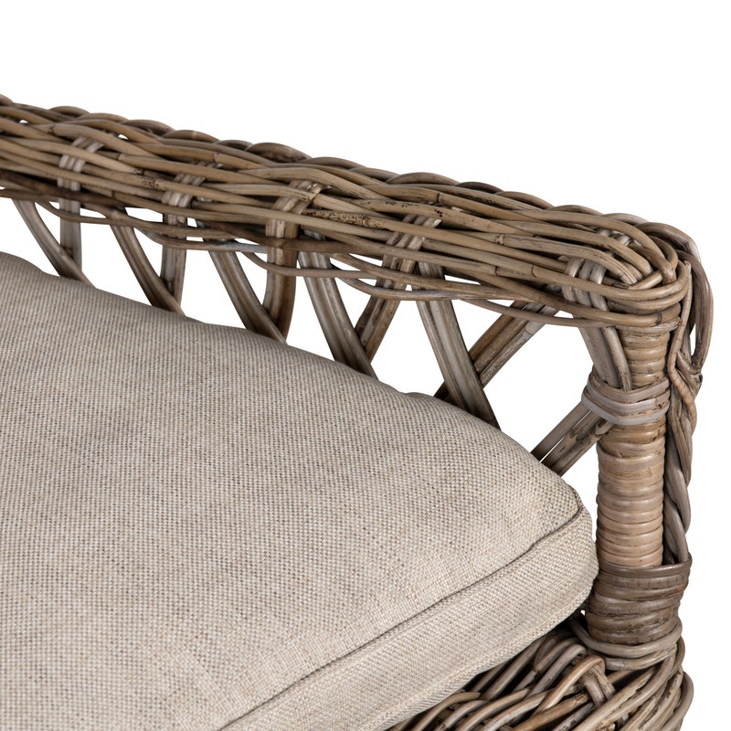 Modern Lattice Rattan Arm Chair - Woven Wicker Accent Chair for Indoor & Outdoor Use - Perfect for Patio, Garden, Living Room, and Balcony Decor