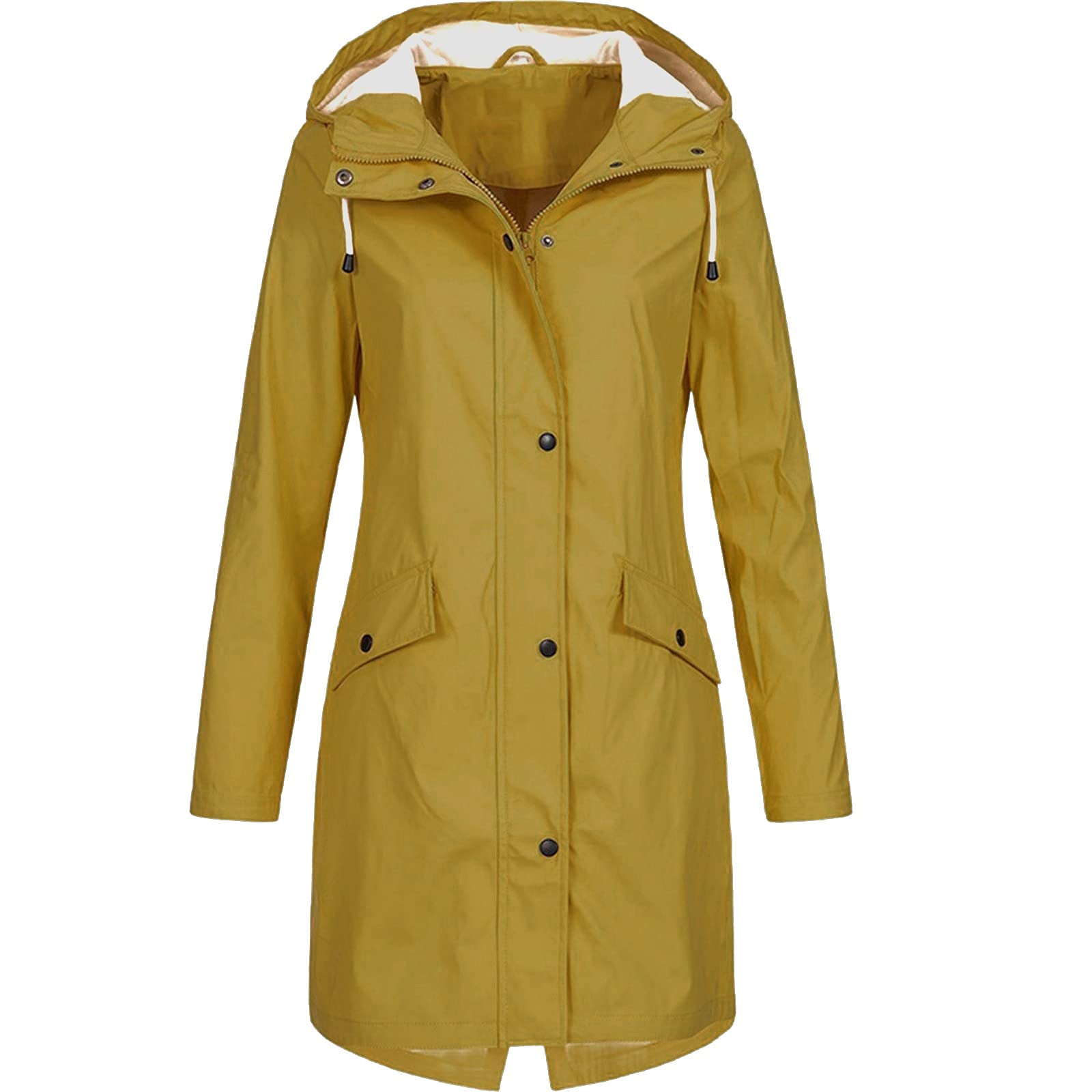 Women's Lightweight Waterproof Raincoat with Hood - Plus Size Trench Coat with Pockets for Outdoor Activities, Hiking & Commuting