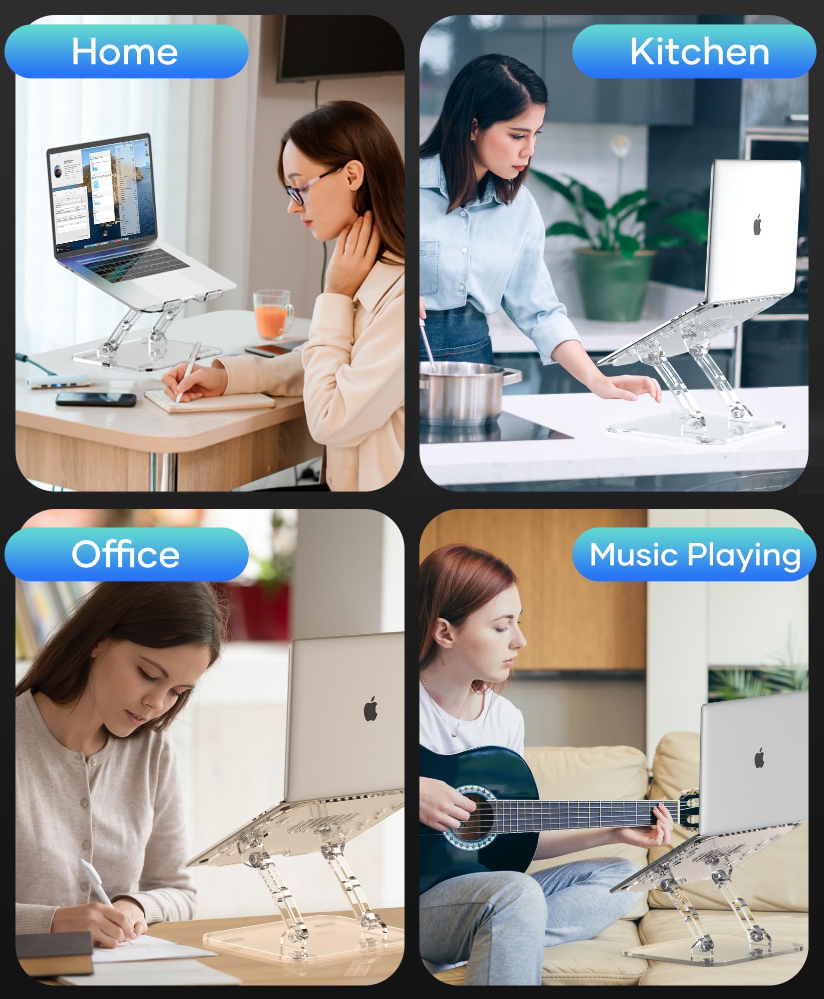 Adjustable & Foldable Laptop Stand - Portable Ergonomic Computer Stand for 10-15.6 Inch Notebooks (MacBook, Dell, HP) - Perfect for Home Office, Gaming & Travel Use