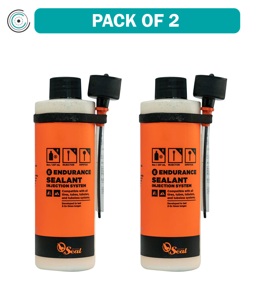 2 Pack Orange Seal Endurance Tubeless Tire Sealant with Twist Lock Applicator - Premium Bike Tire Protection for MTB, Road & Gravel Bikes - Prevents Flats & Leaks on Rough Terrains