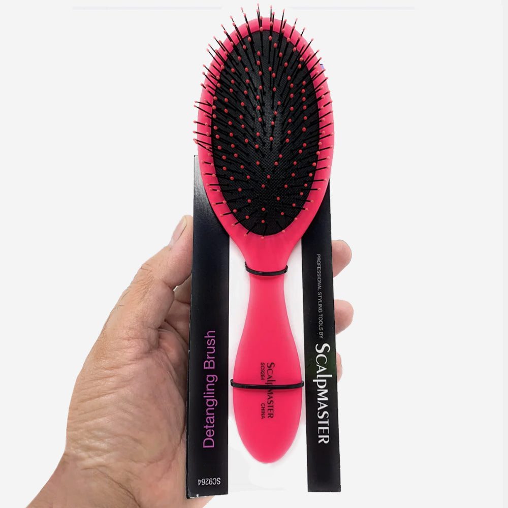 ScalpMaster Detangling Brush - Wide Tooth Cushioned Hair Brush for Wet & Dry Hair - Gentle Knot Remover for Curly, Thick, and Long Hair - Perfect for Home, Travel, and Salon Use
