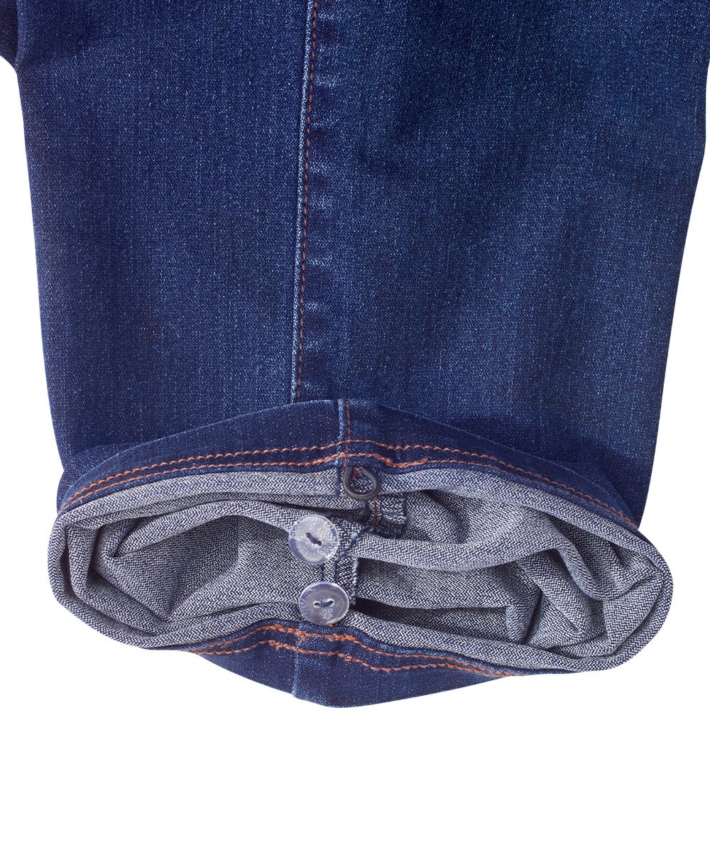 Men's Stretch Pull-On Jeans with Cargo Pockets - Comfortable Self-Dressing Denim Pants for Casual Wear & Outdoor Activities