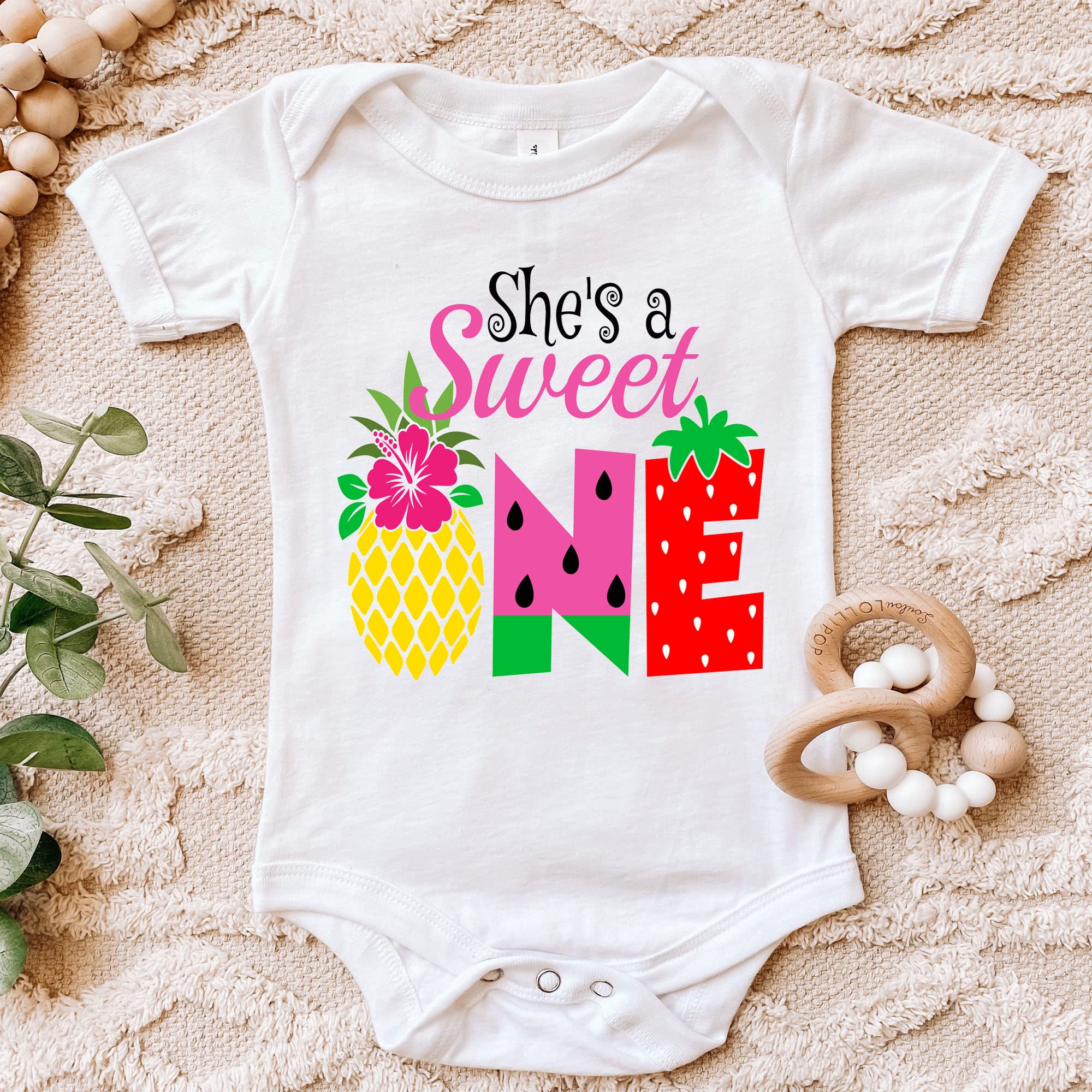 Fruit ONE Birthday Shirt - 1st Birthday Tutti Frutti Outfit for Girls (24 Months) | Sweet Fruit Theme First Birthday Party Dress | Cute Baby Girl's Birthday Celebration Outfit - Perfect for Photoshoots, Cake Smash & Special Occasions